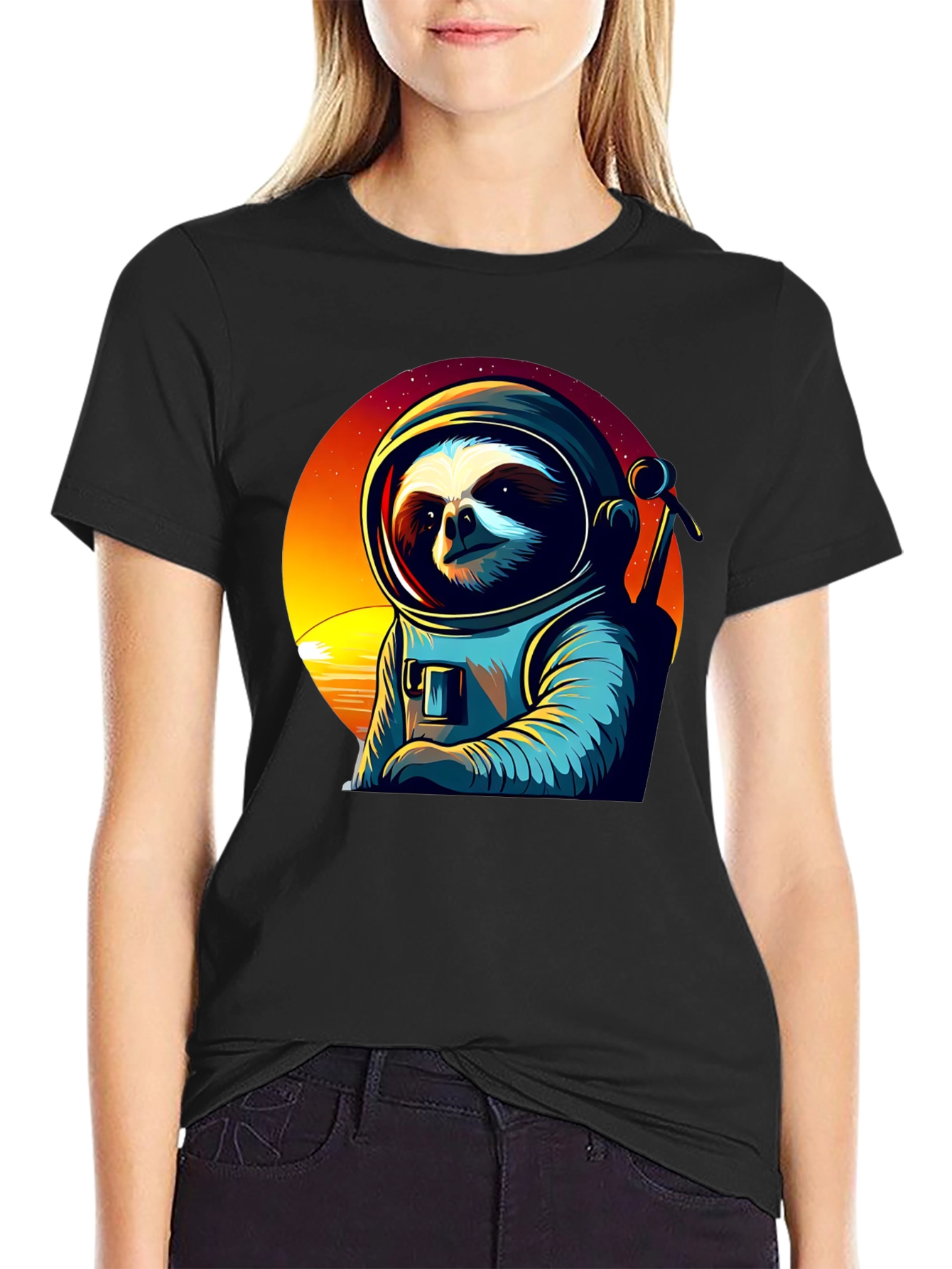 Astronaut Sloth Graphic Tee - Space Adventure Shirt