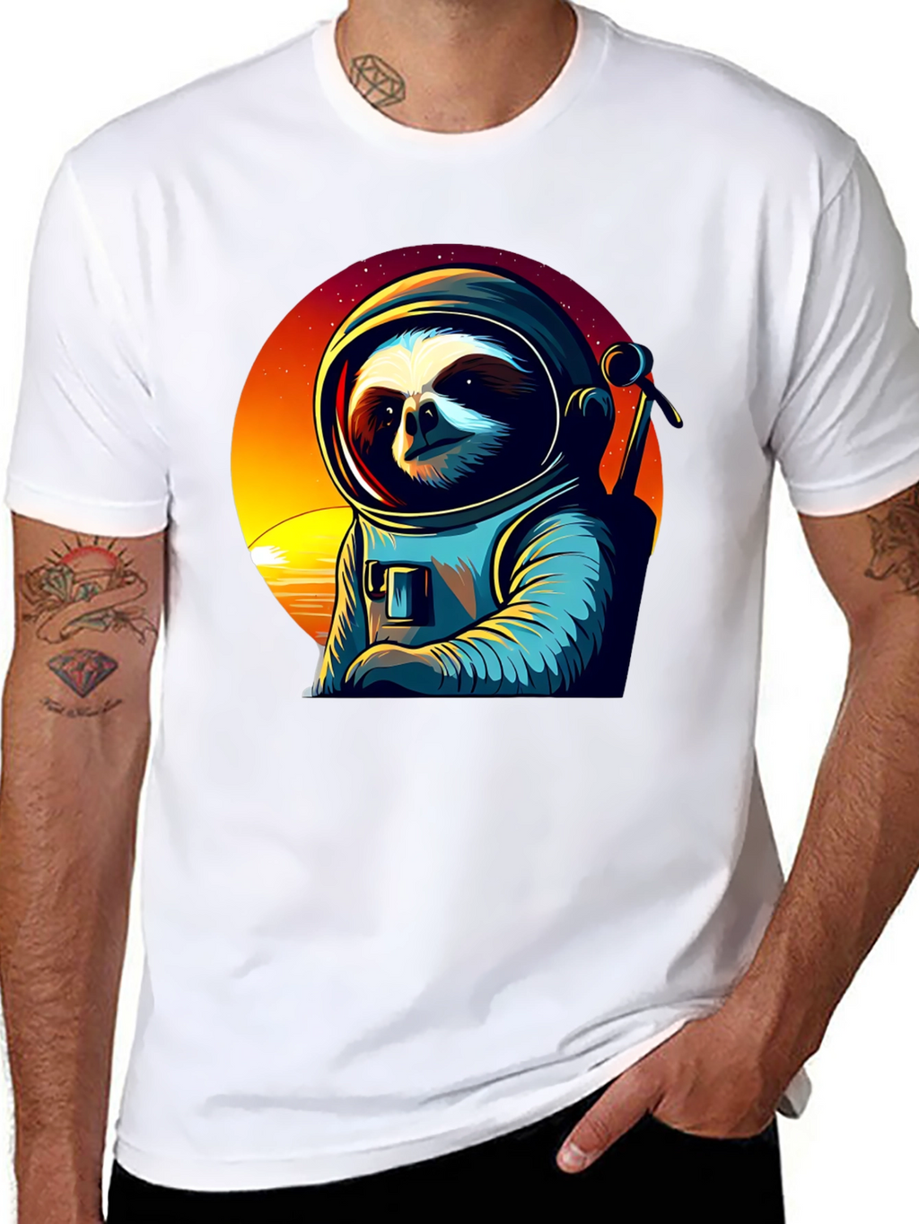 Astronaut Sloth Graphic Tee - Space Adventure Shirt
