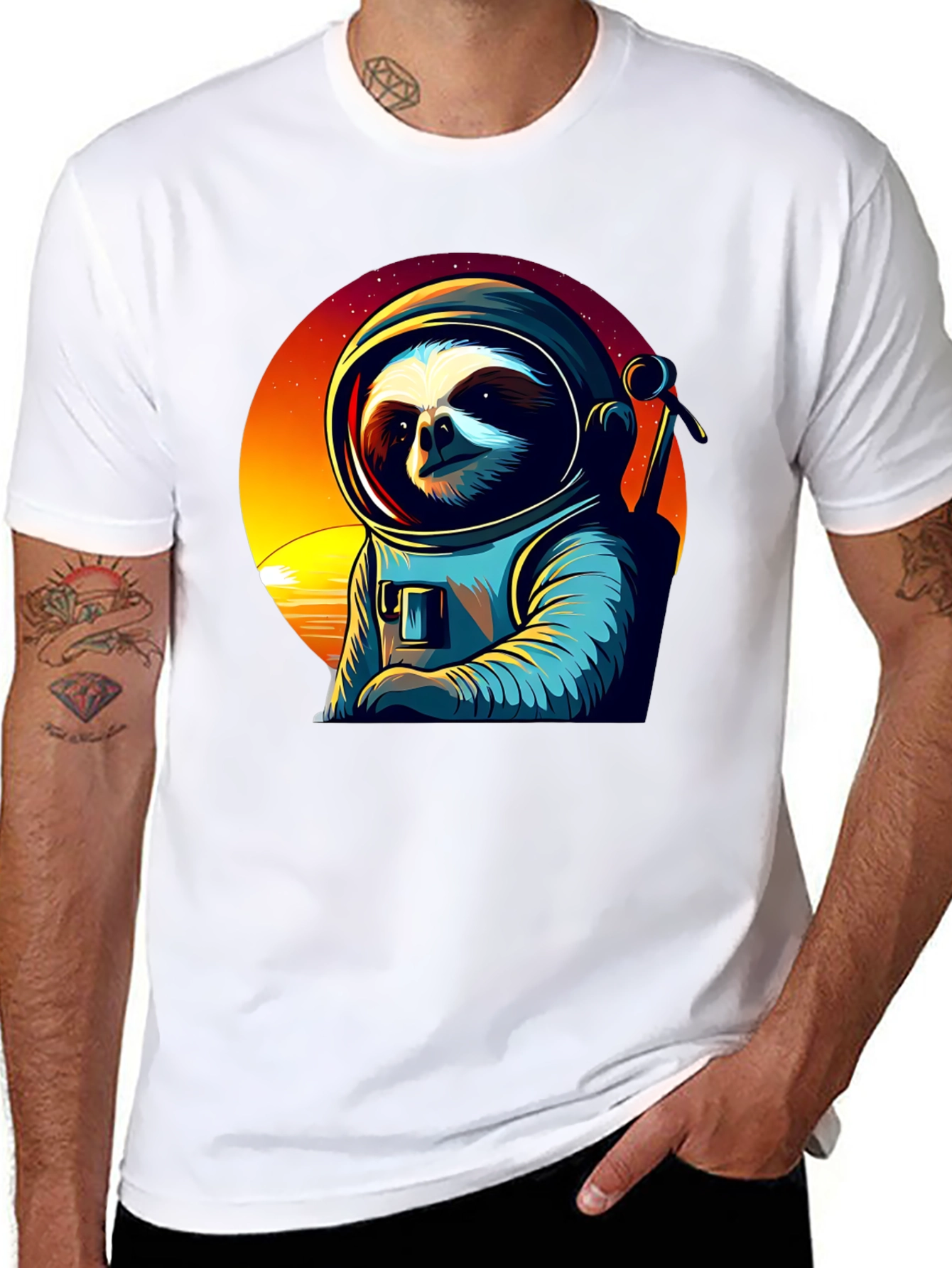 Astronaut Sloth Graphic Tee - Space Adventure Shirt