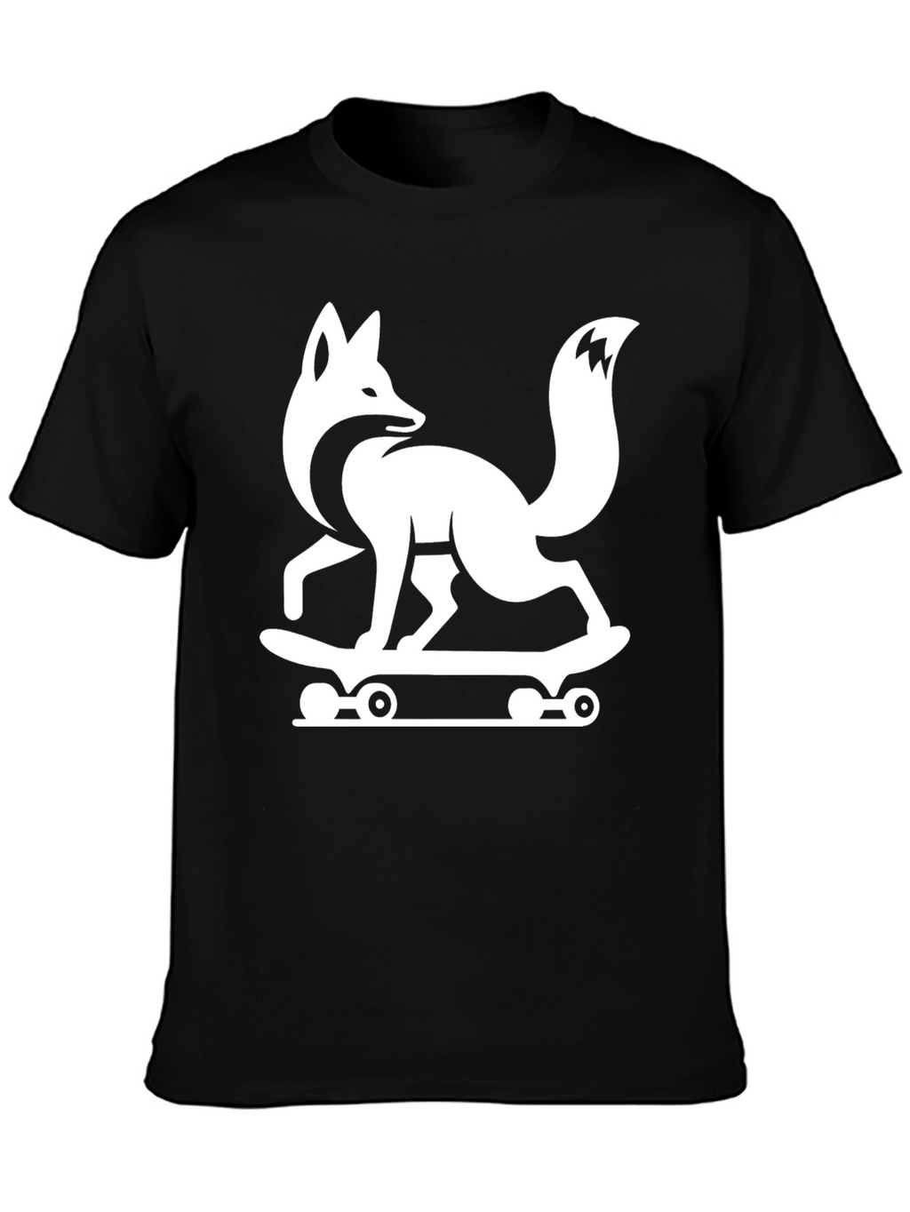 Cool Fox Skateboard Graphic Tee - Black Cotton