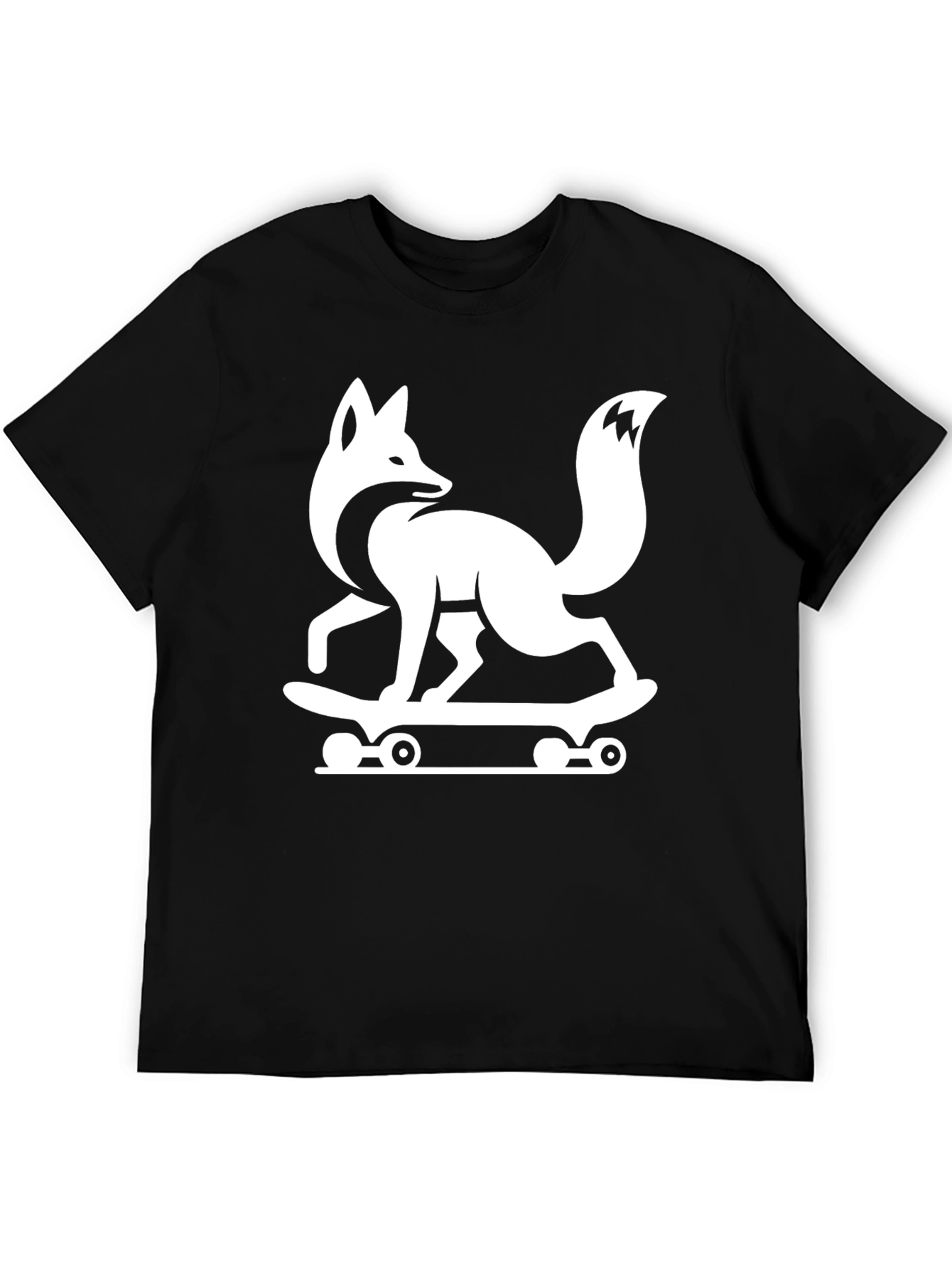 Cool Fox Skateboard Graphic Tee - Black Cotton
