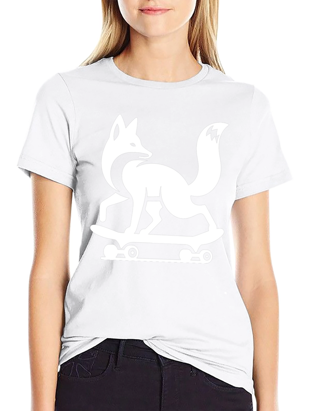 Cool Fox Skateboard Graphic Tee - Black Cotton
