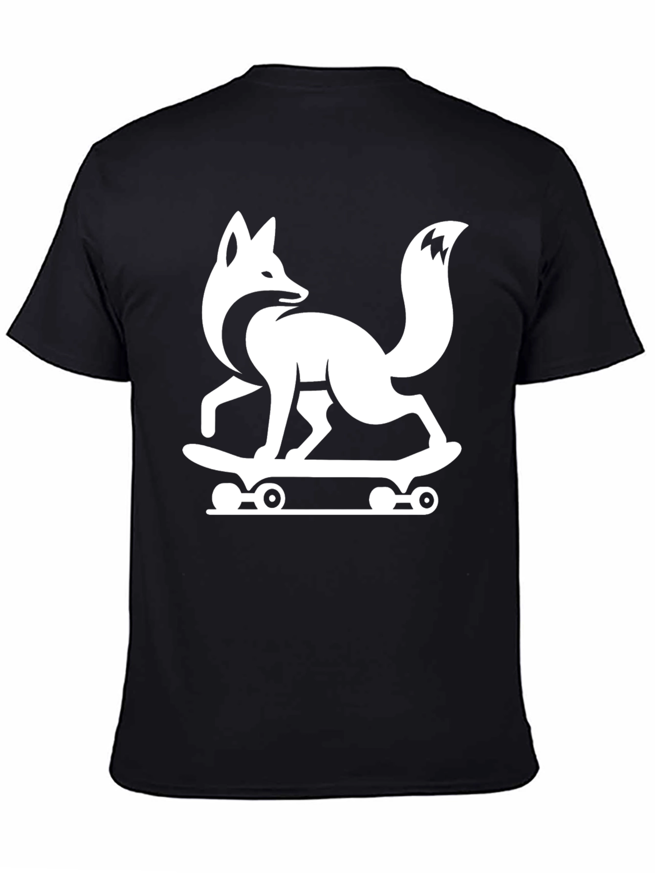 Cool Fox Skateboard Graphic Tee - Black Cotton