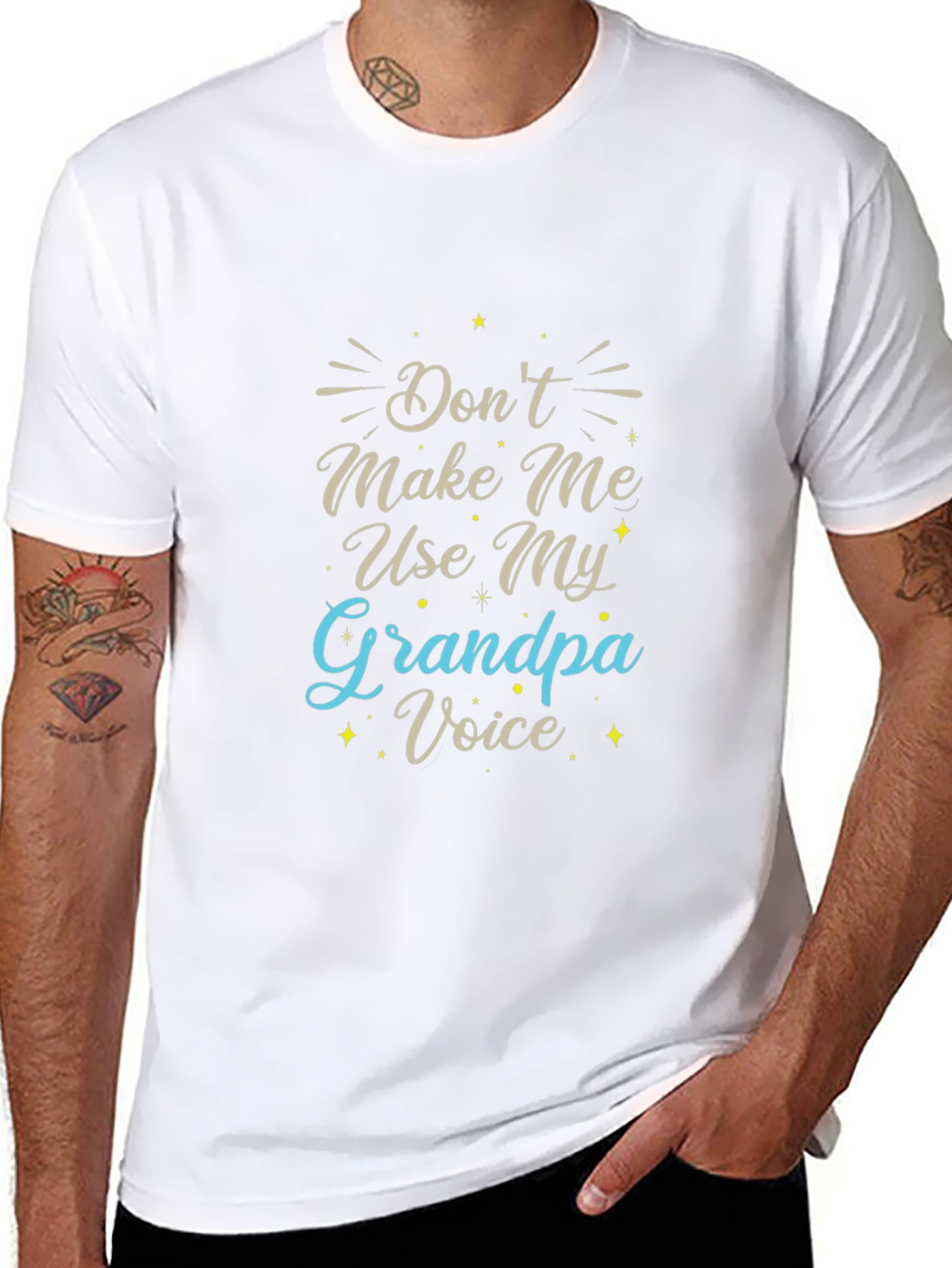 Dont Make Me Use My Grandpa Voice Black T-Shirt