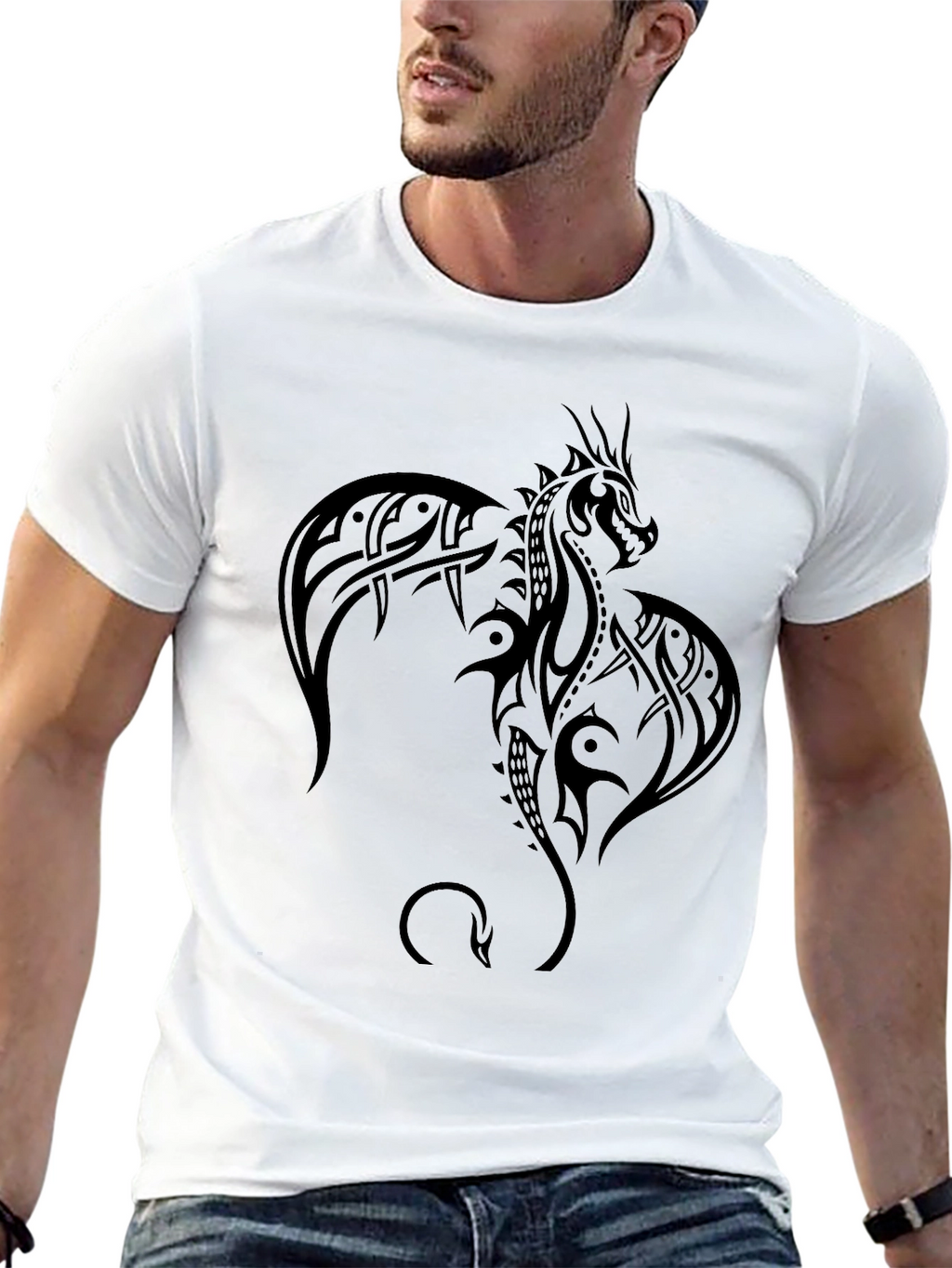 Tribal Dragon Black T-Shirt