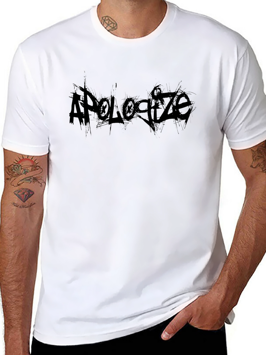 Apologize Graphic Print Mens Black T-Shirt