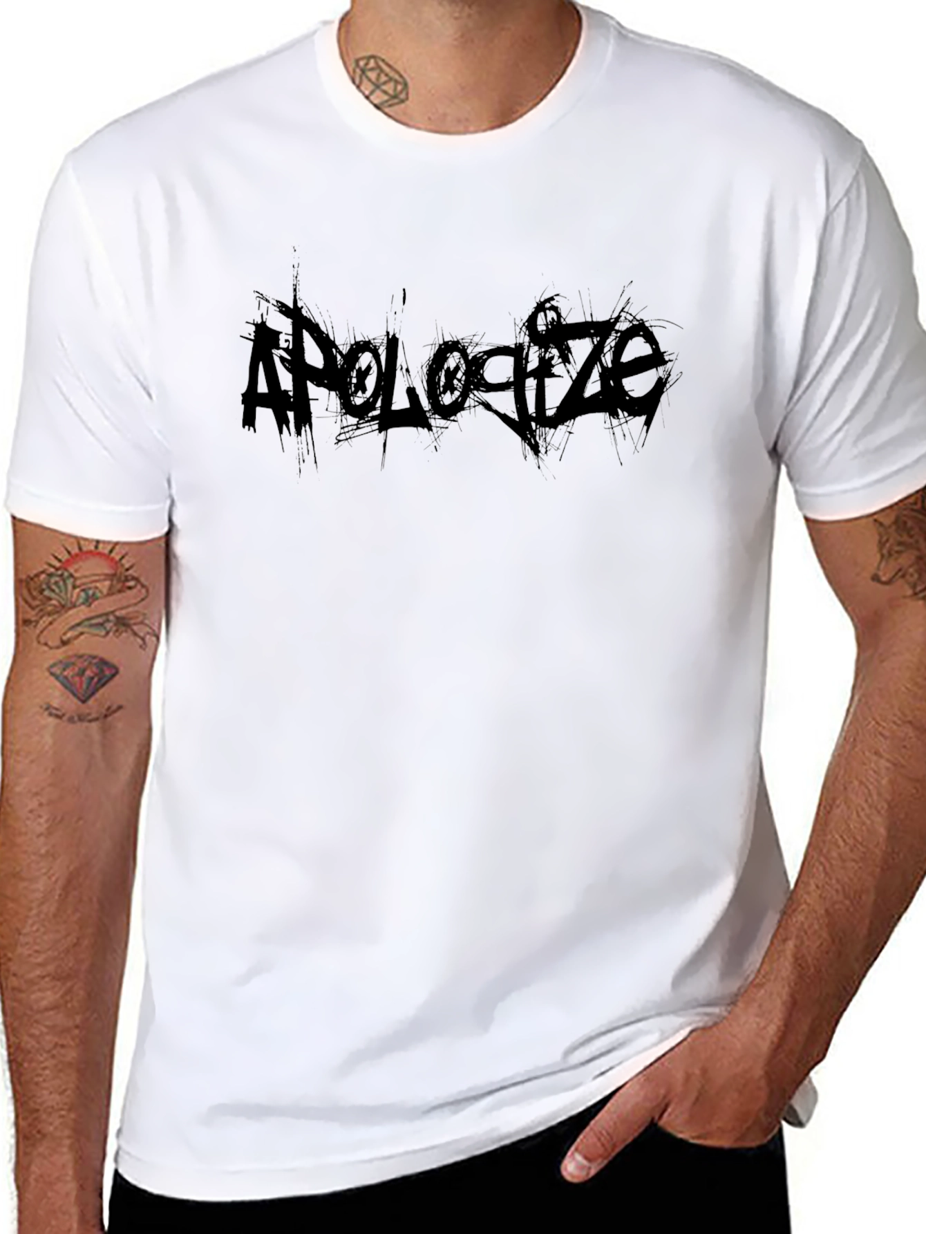 Apologize Graphic Print Mens Black T-Shirt