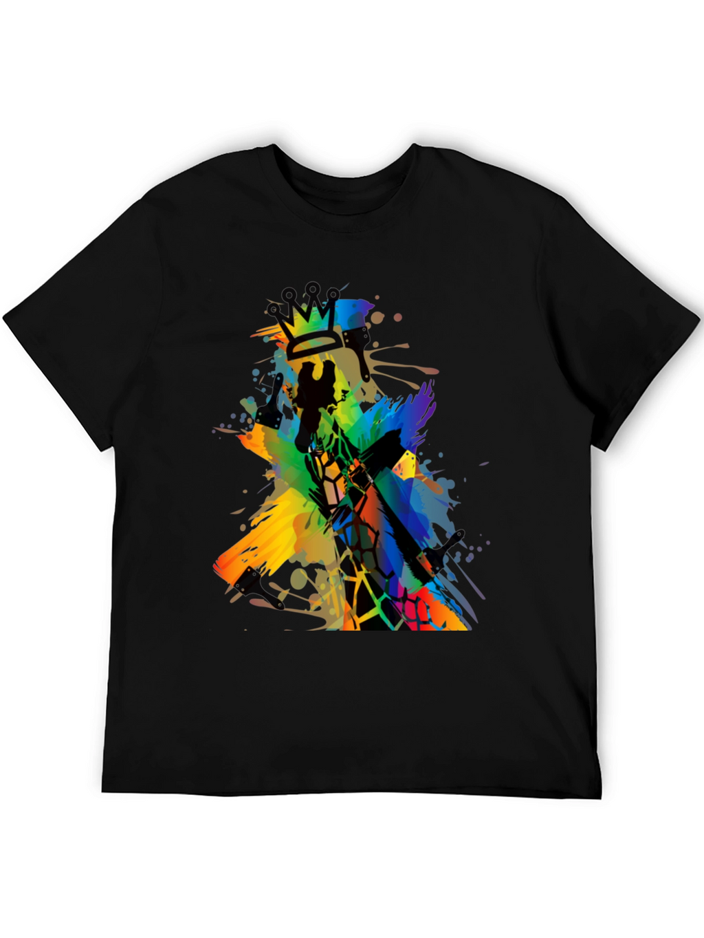 Abstract Giraffe King Mens Black T-Shirt