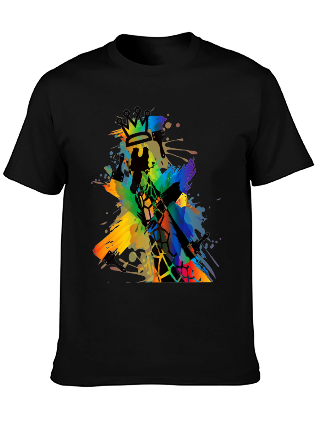 Abstract Giraffe King Mens Black T-Shirt