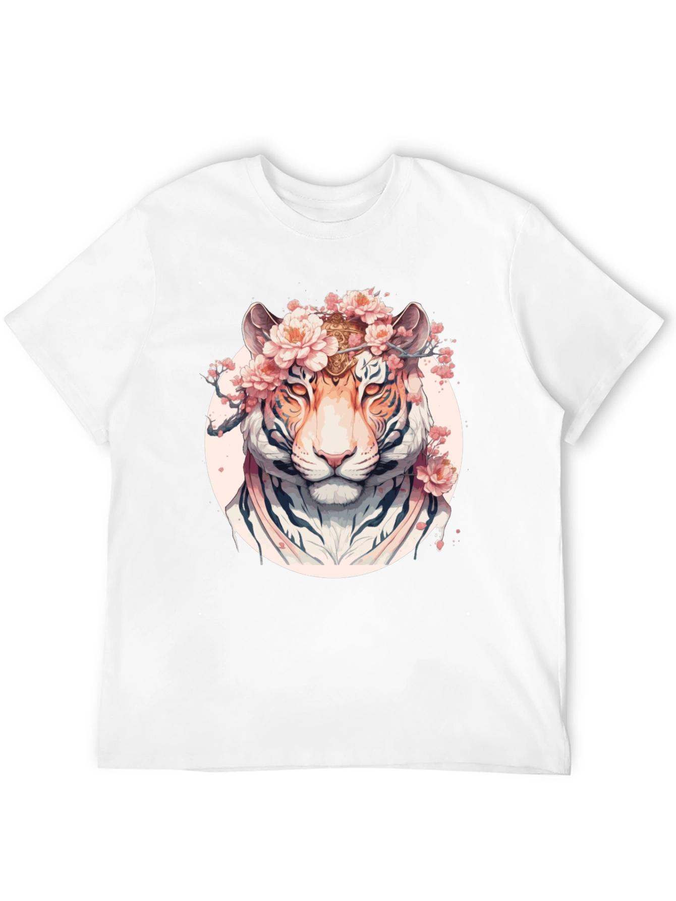 Floral Tiger Graphic Black T-Shirt
