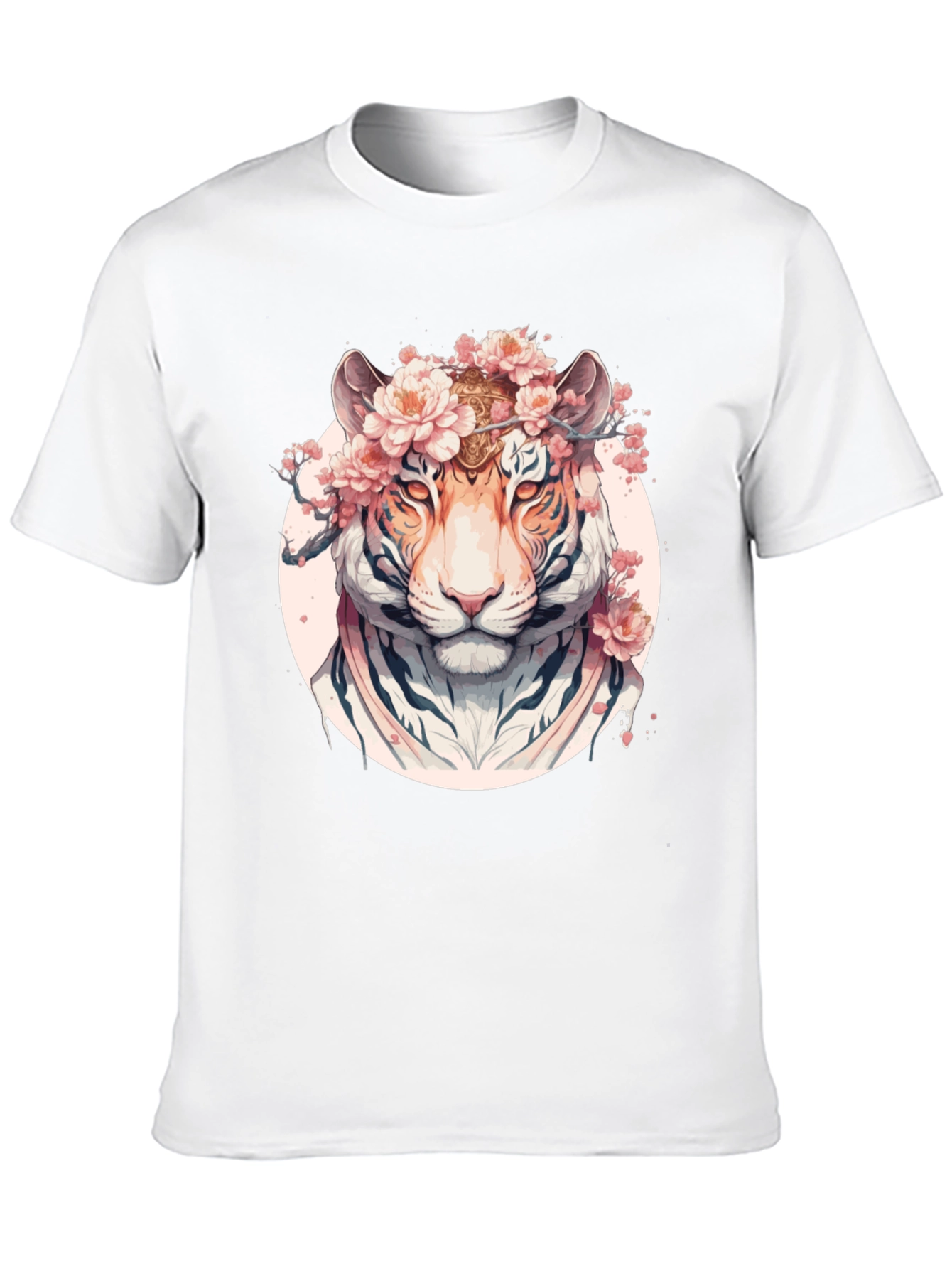 Floral Tiger Graphic Black T-Shirt