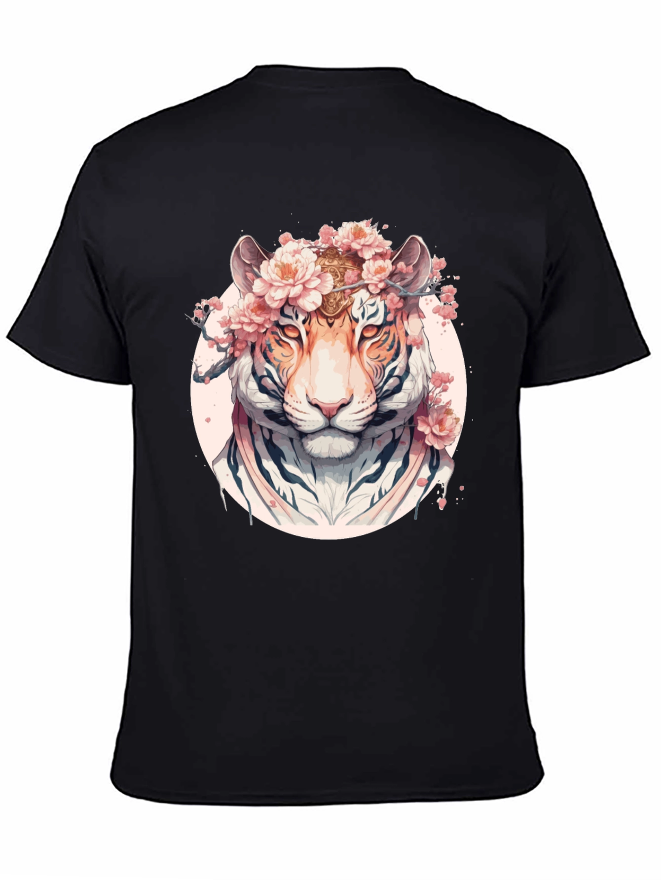 Floral Tiger Graphic Black T-Shirt