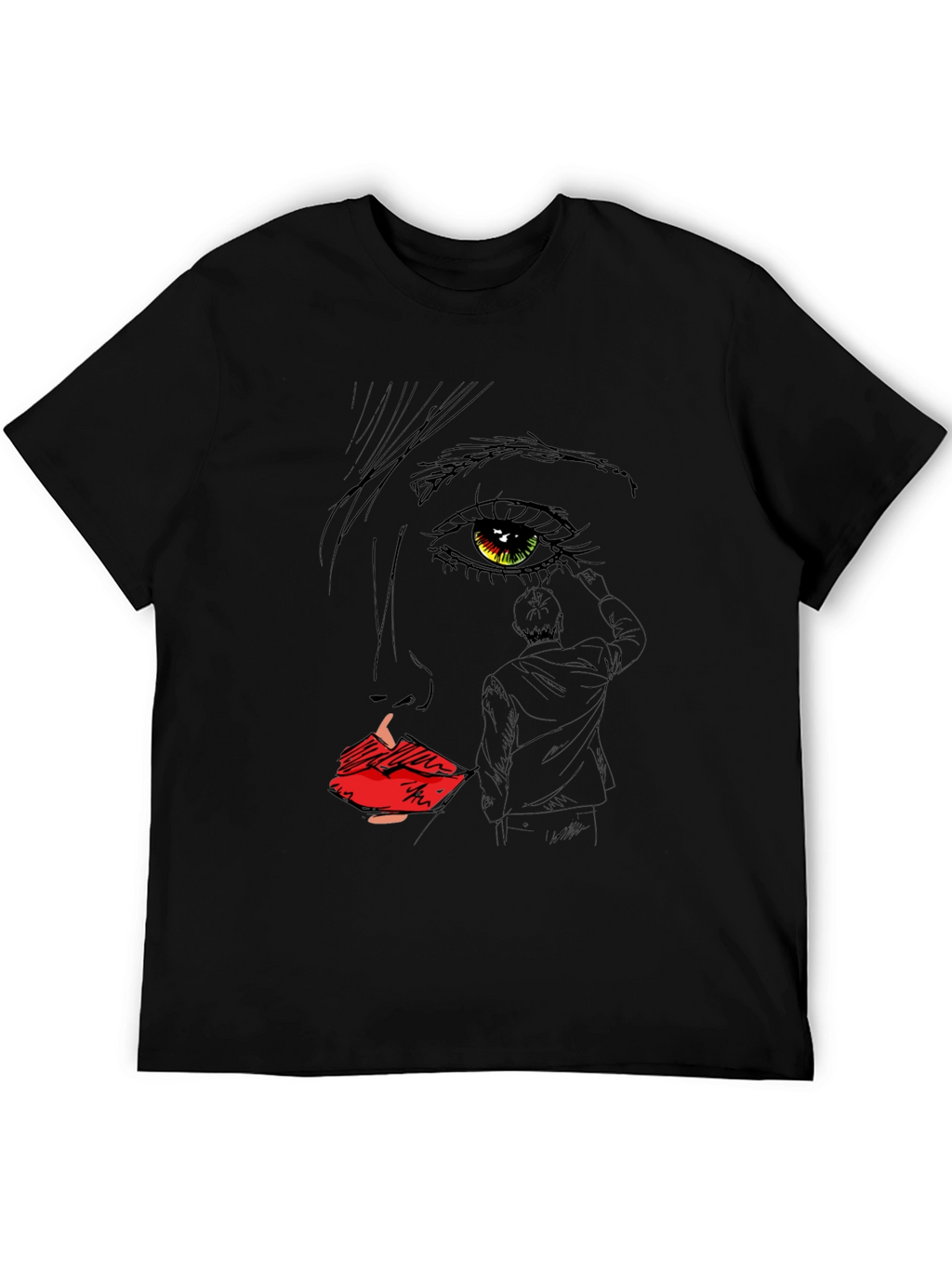 Artistic Face Sketch Graphic Tee - Black Unisex T-Shirt