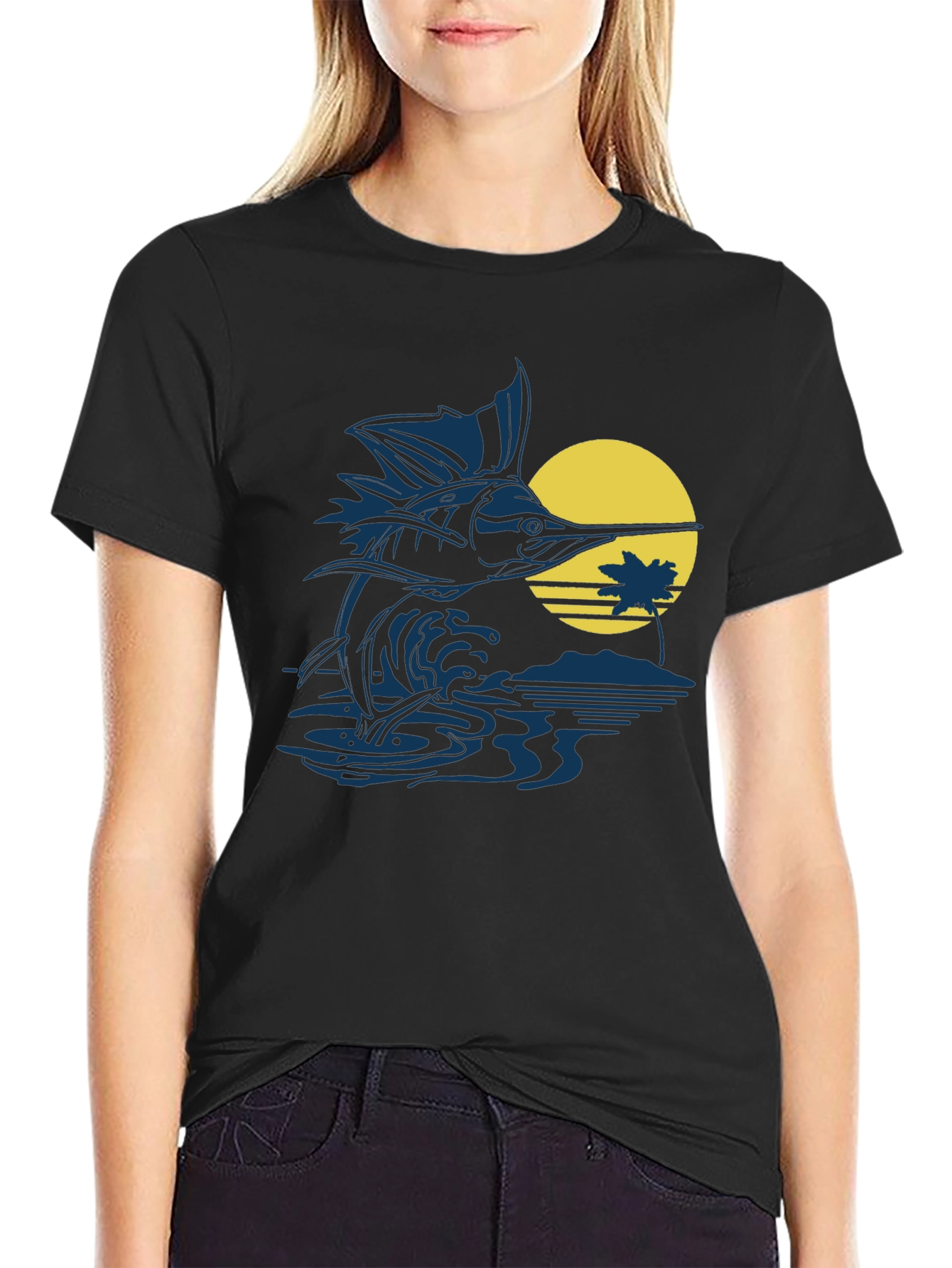Sailfish Sunset Graphic Tee - Black