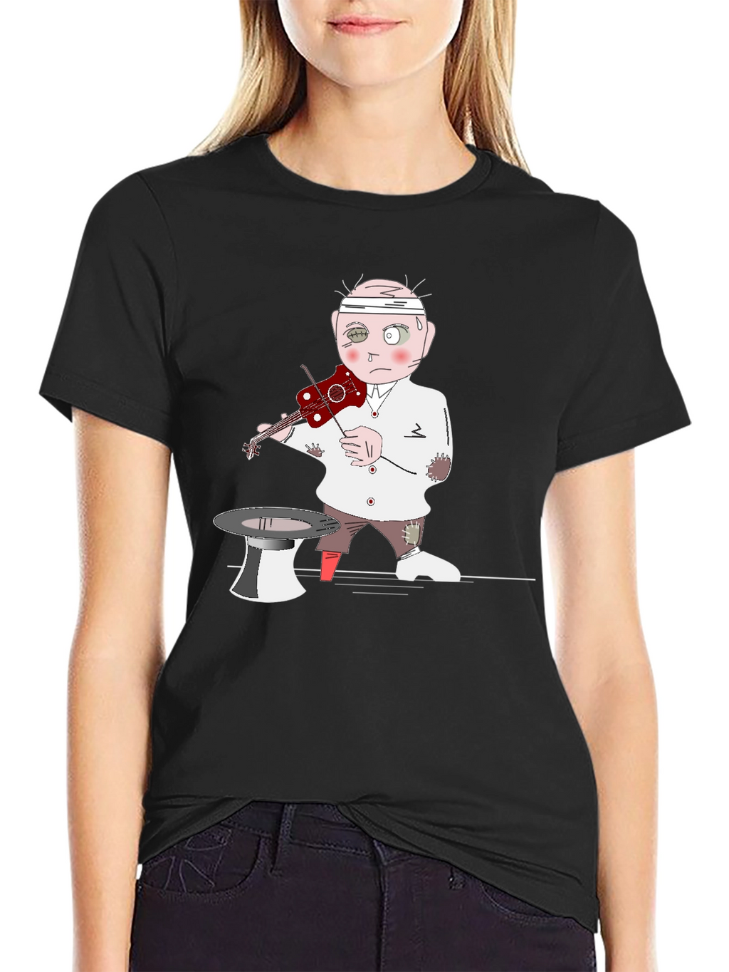 Violinist Cartoon Graphic Tee