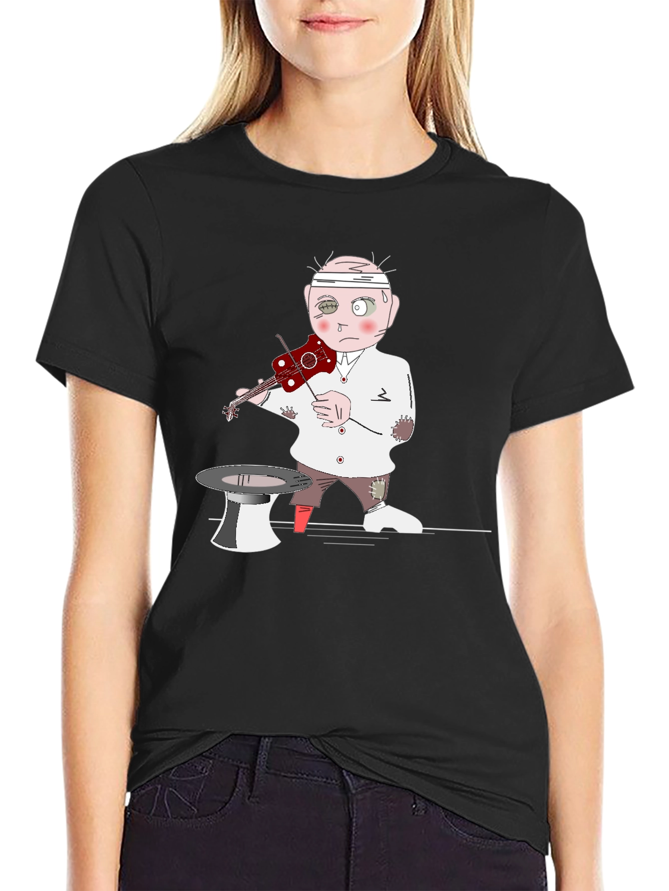 Violinist Cartoon Graphic Tee