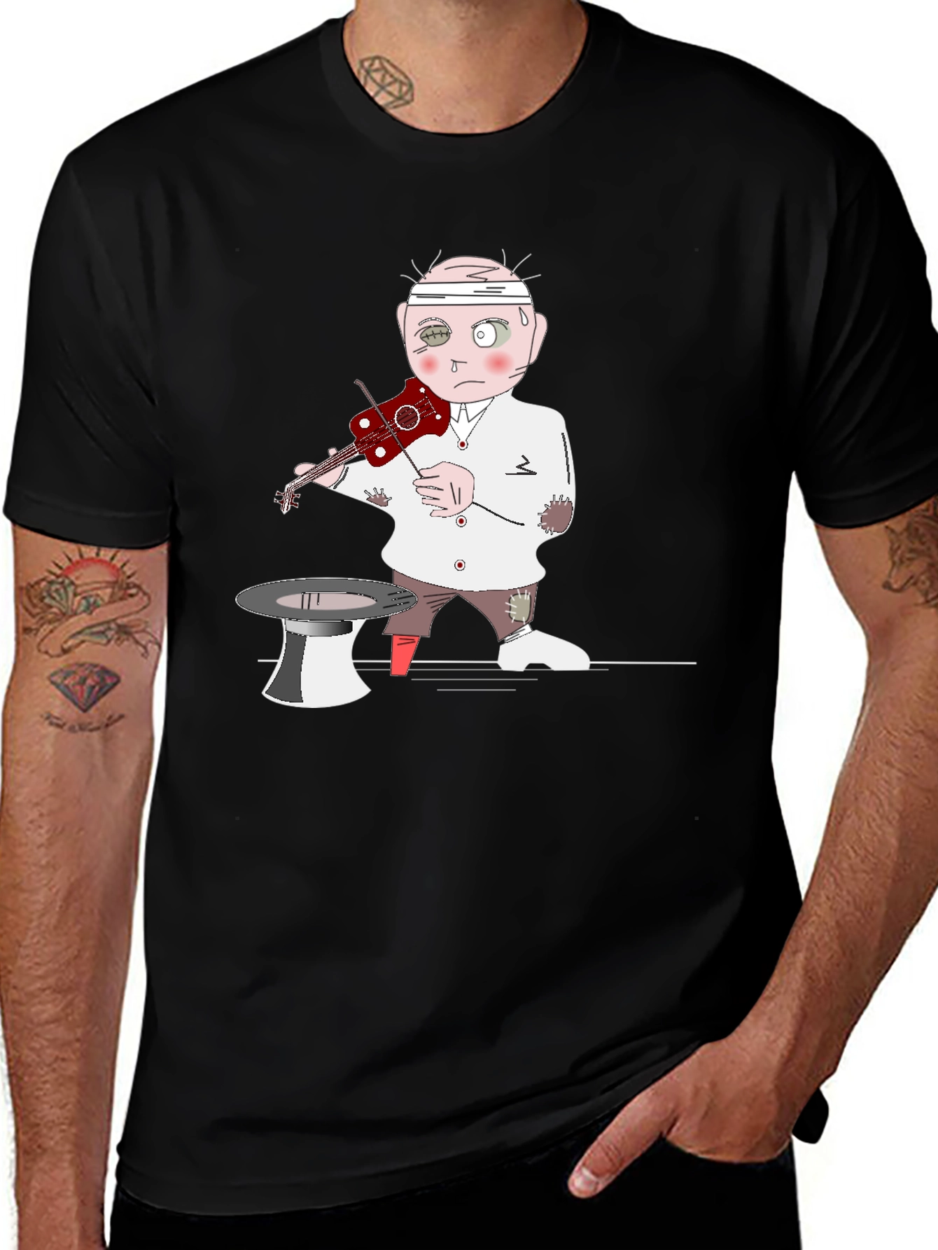 Violinist Cartoon Graphic Tee