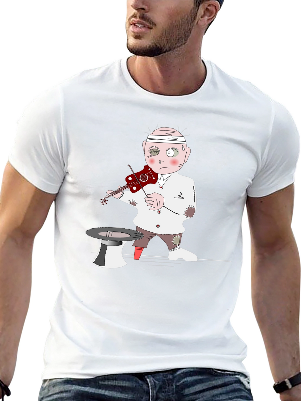 Violinist Cartoon Graphic Tee