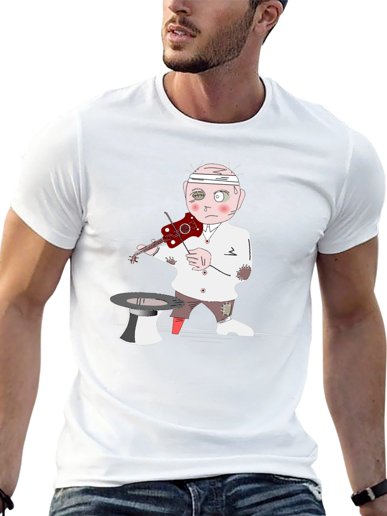 Violinist Cartoon Graphic Tee