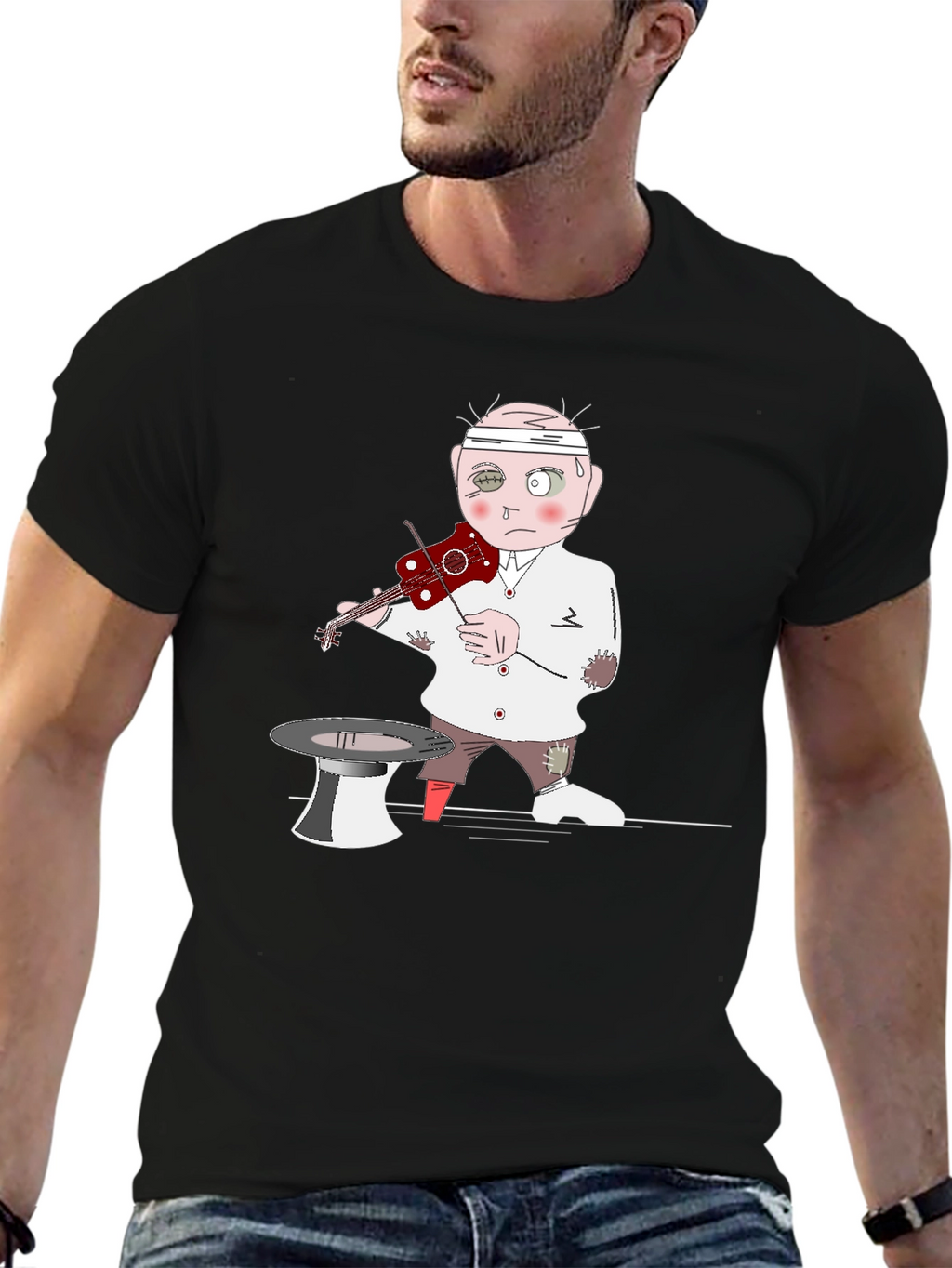Violinist Cartoon Graphic Tee