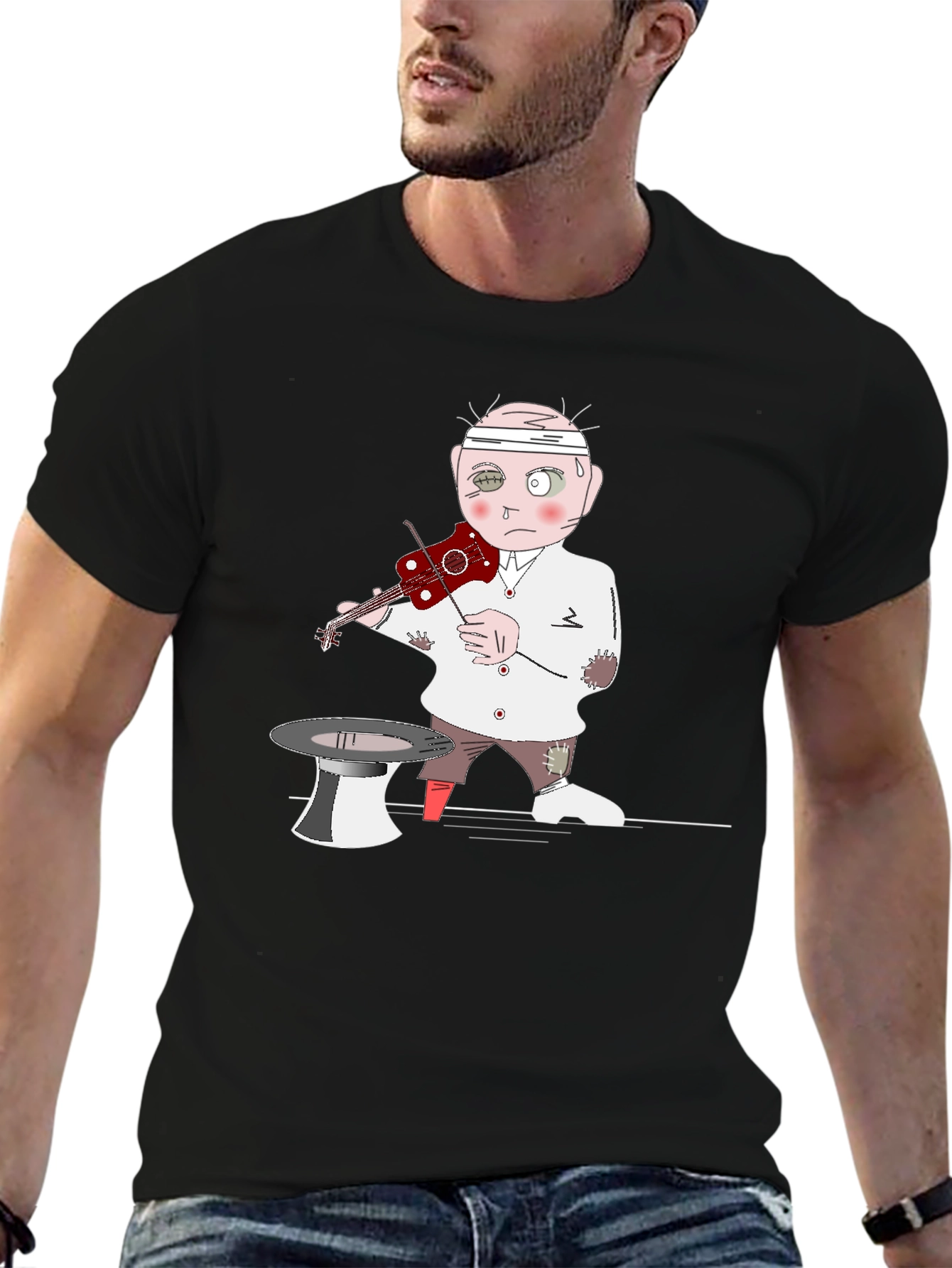 Violinist Cartoon Graphic Tee