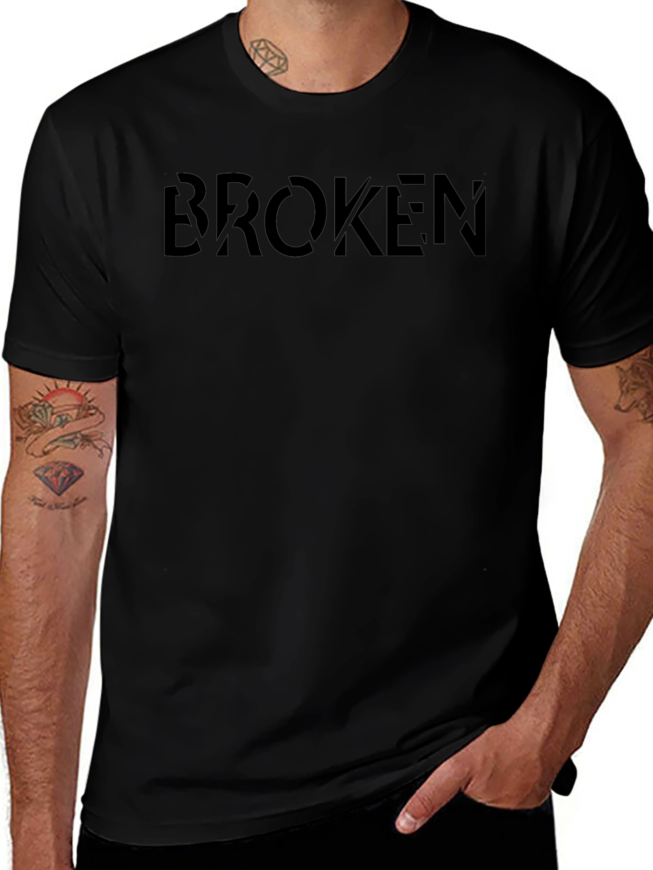 Broken Black Graphic T-Shirt - Modern Streetwear Style