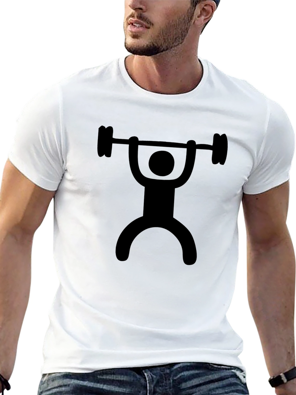 Weightlifter Graphic Tee - Black Cotton T-Shirt