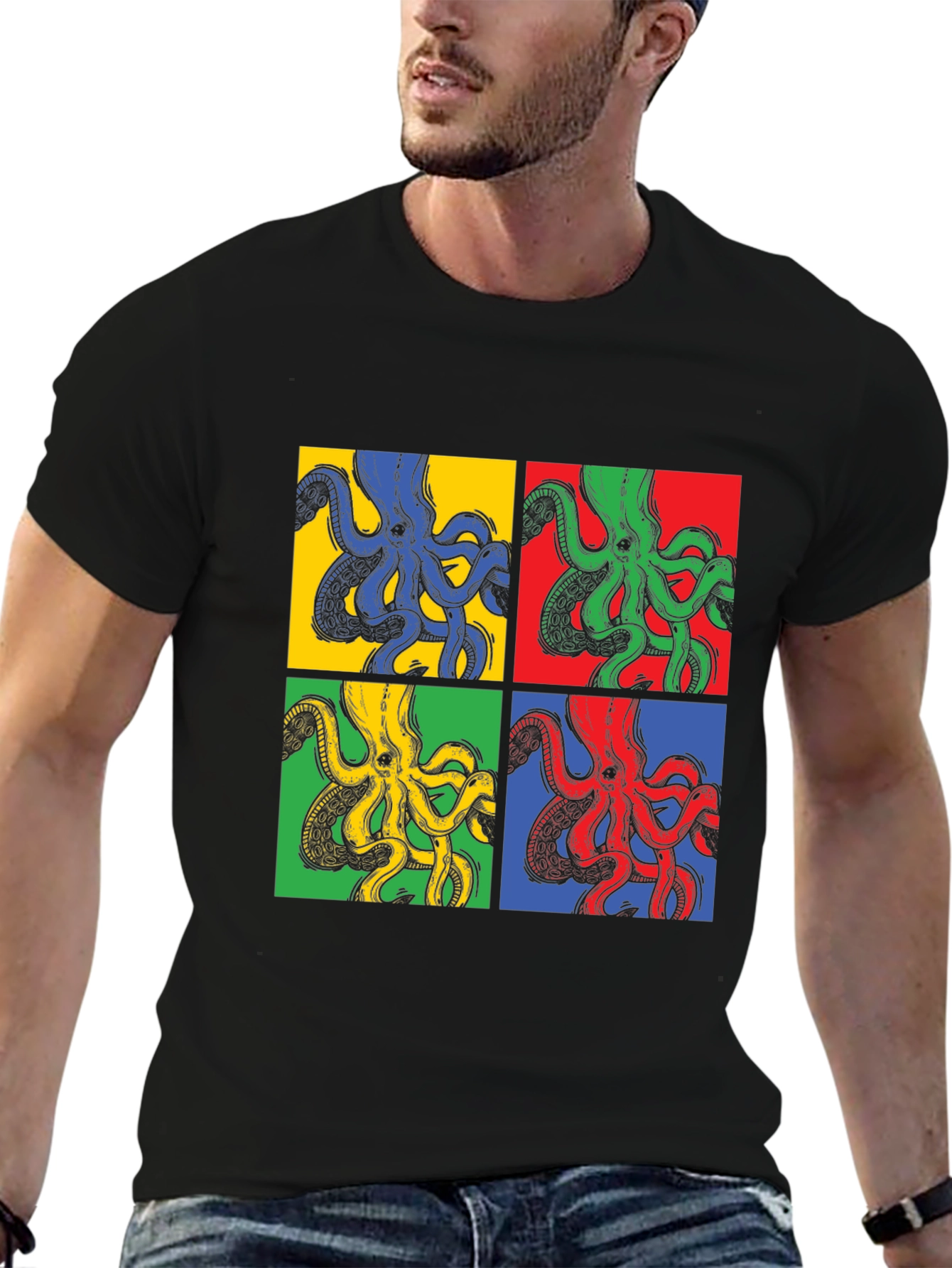 Pop Art Octopus Graphic Tee - Unique Design