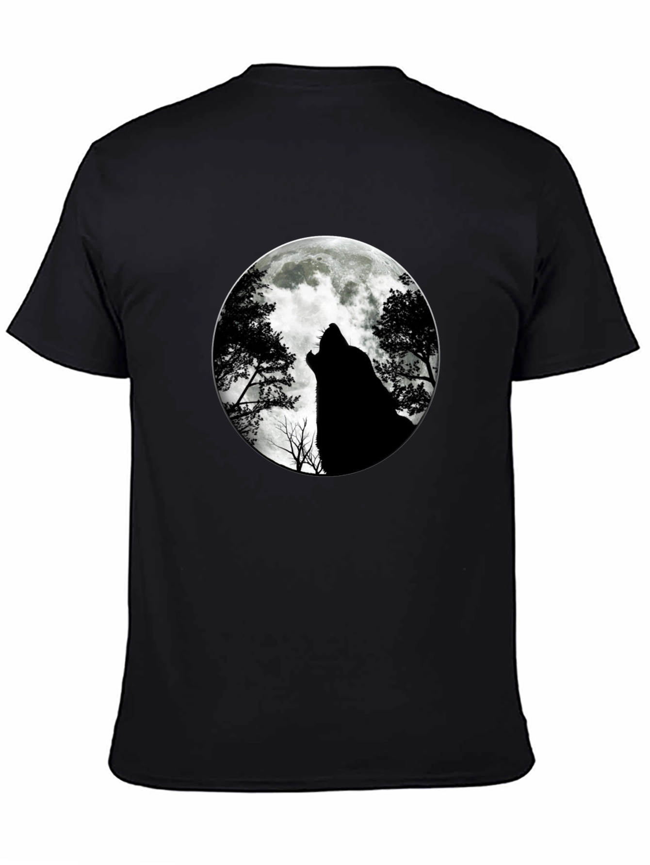 Wolf Moon Graphic Tee - Black Cotton T-Shirt