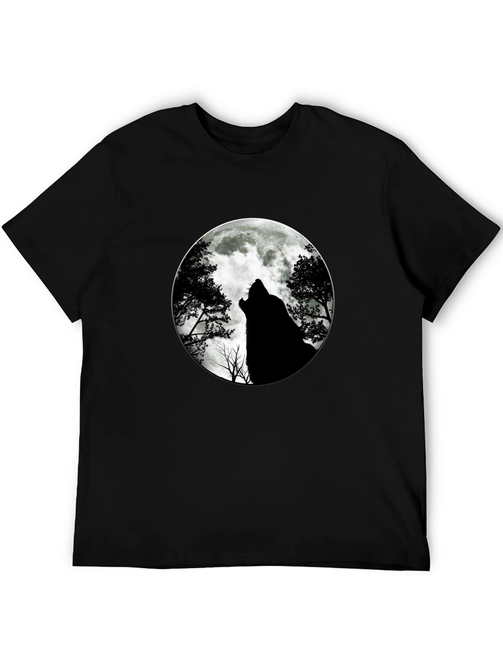 Wolf Moon Graphic Tee - Black Cotton T-Shirt