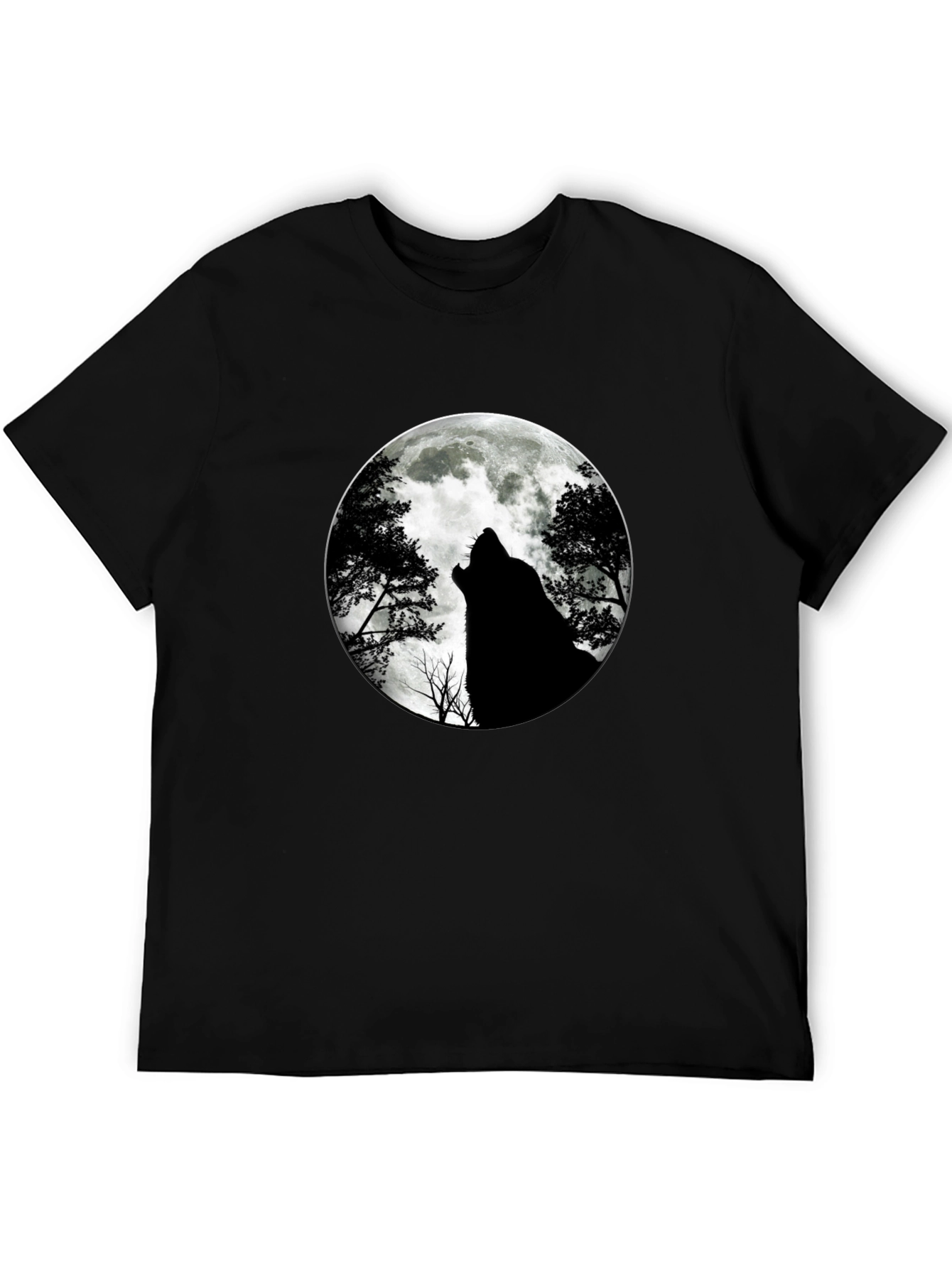 Wolf Moon Graphic Tee - Black Cotton T-Shirt