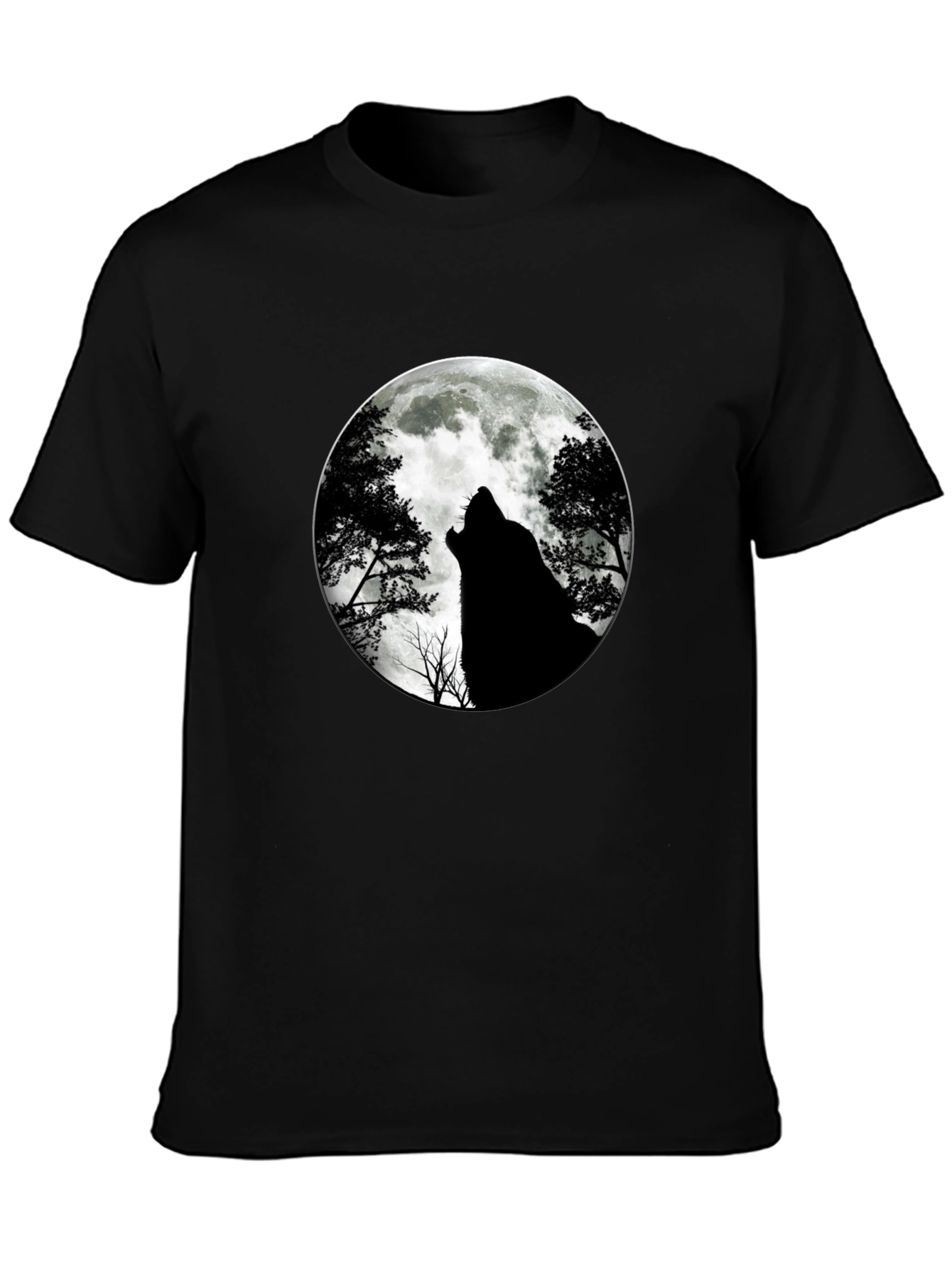 Wolf Moon Graphic Tee - Black Cotton T-Shirt