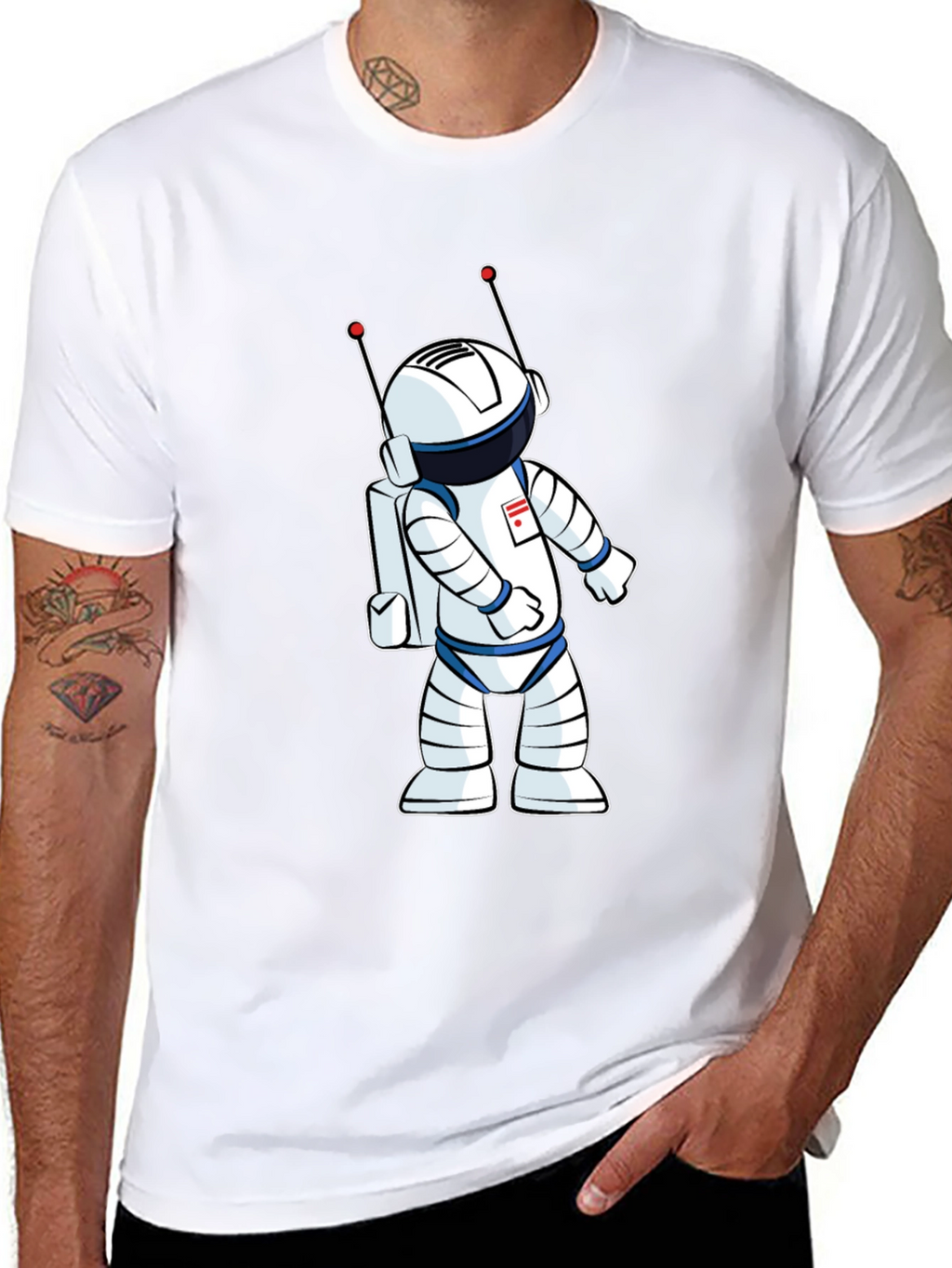 Astronaut Graphic T-Shirt - Black Crew Neck Tee