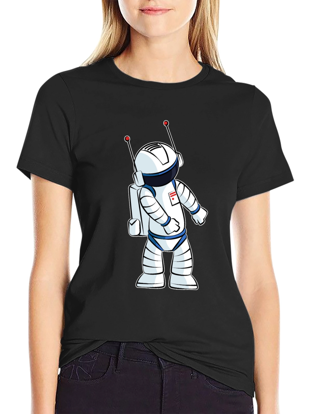 Astronaut Graphic T-Shirt - Black Crew Neck Tee