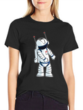 Astronaut Graphic T-Shirt - Black Crew Neck Tee