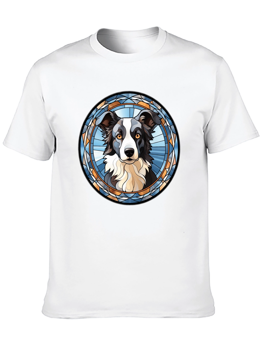 Border Collie Stained Glass Style T-Shirt