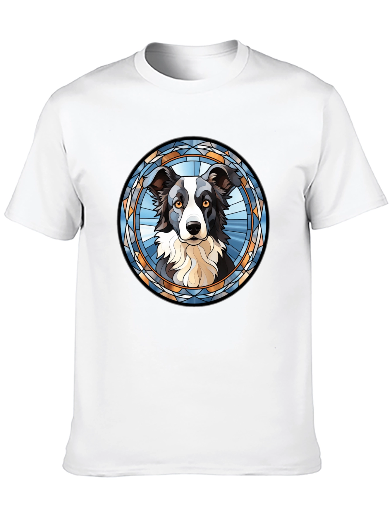 Border Collie Stained Glass Style T-Shirt