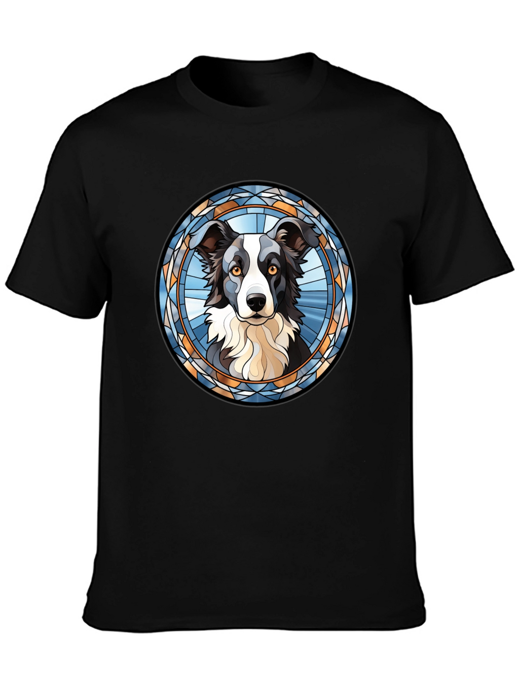 Border Collie Stained Glass Style T-Shirt