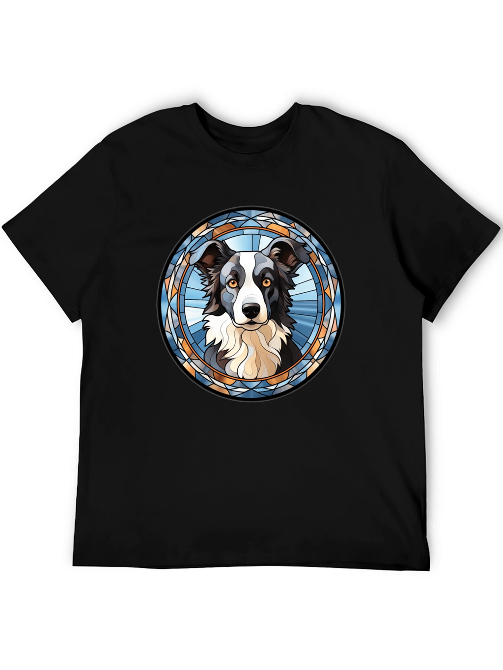 Border Collie Stained Glass Style T-Shirt
