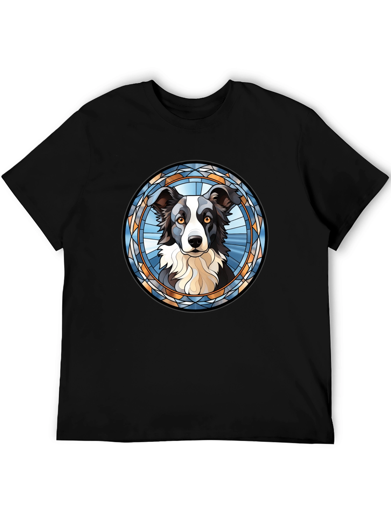 Border Collie Stained Glass Style T-Shirt