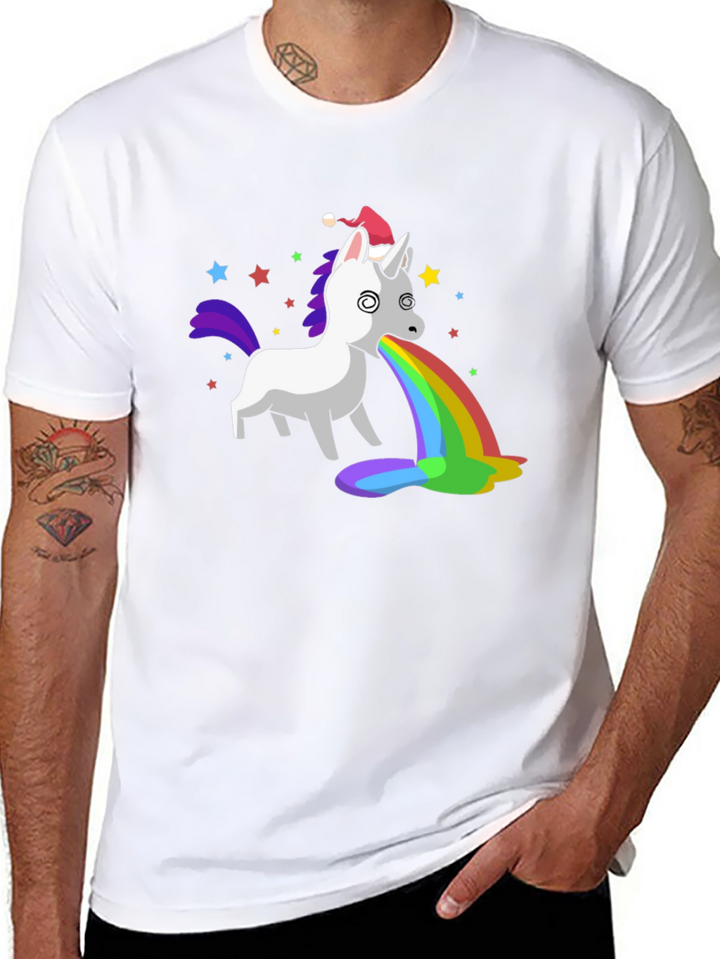 Unicorn Puking Rainbow Funny Graphic Tee