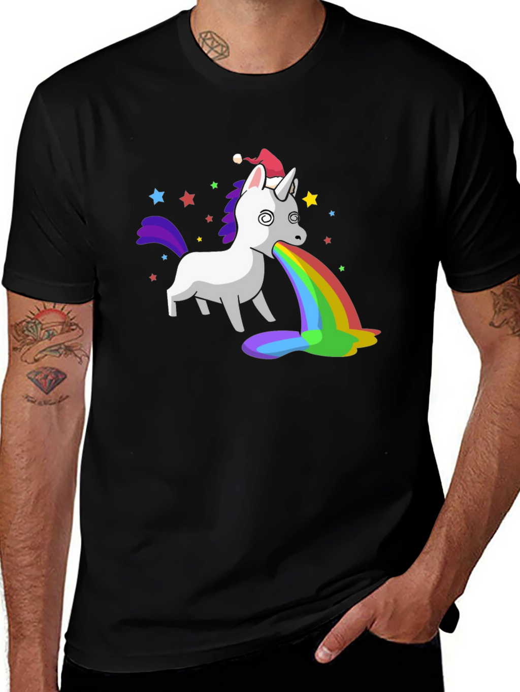 Unicorn Puking Rainbow Funny Graphic Tee