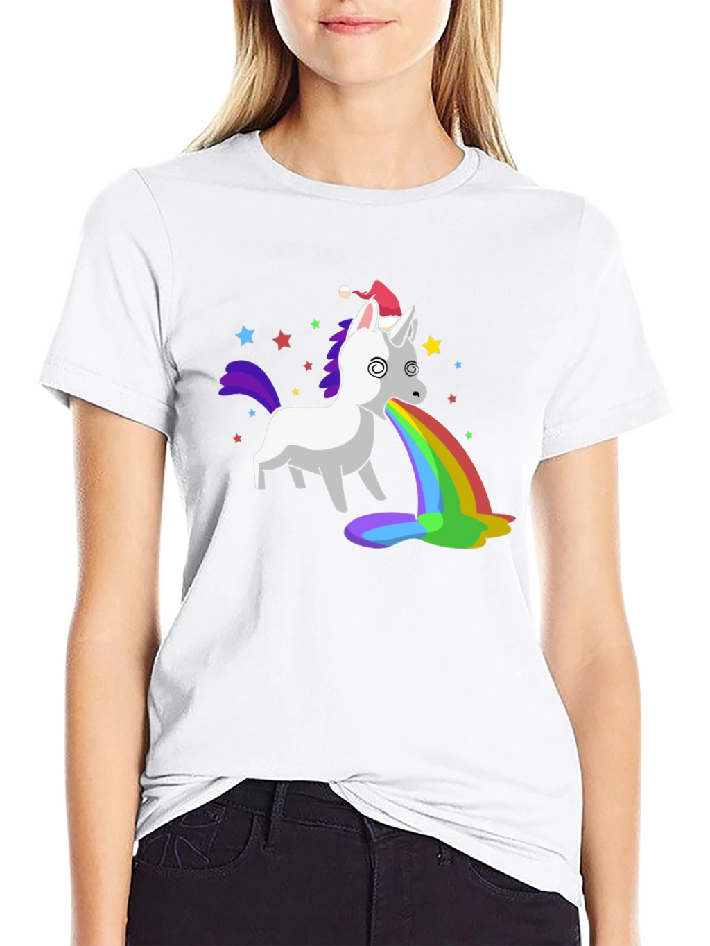 Unicorn Puking Rainbow Funny Graphic Tee