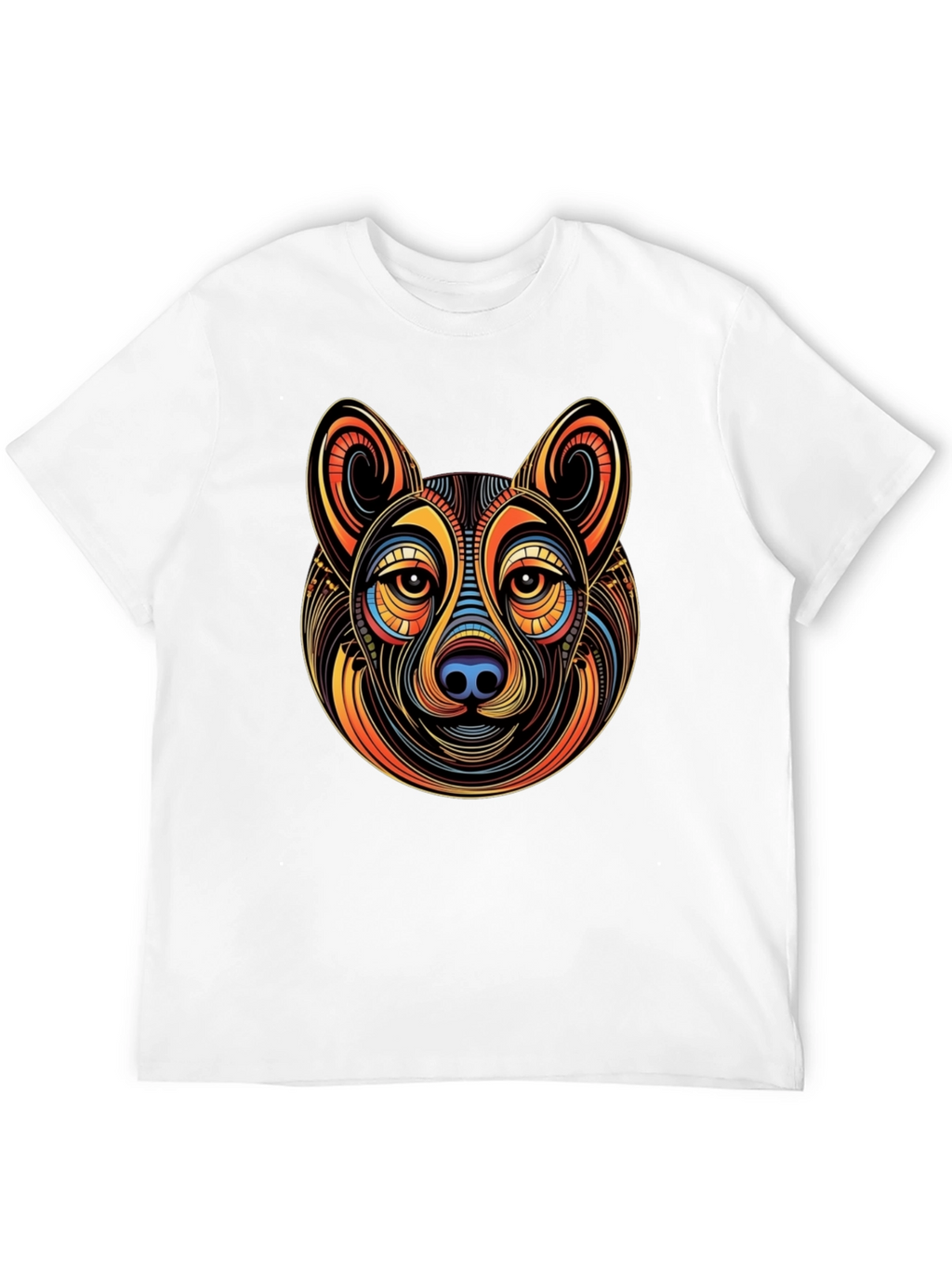 Abstract Dog Graphic Mens Black T-Shirt