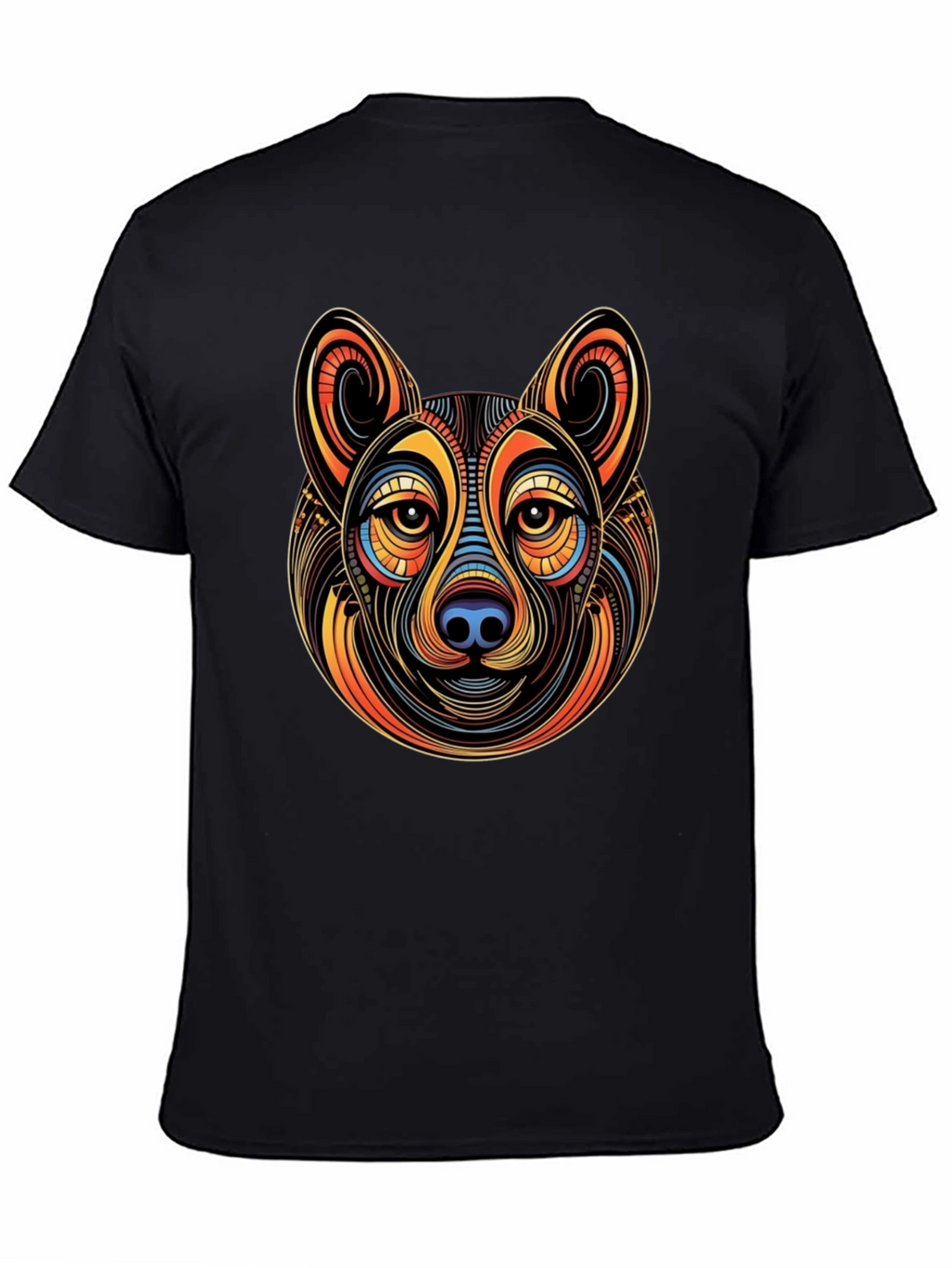 Abstract Dog Graphic Mens Black T-Shirt
