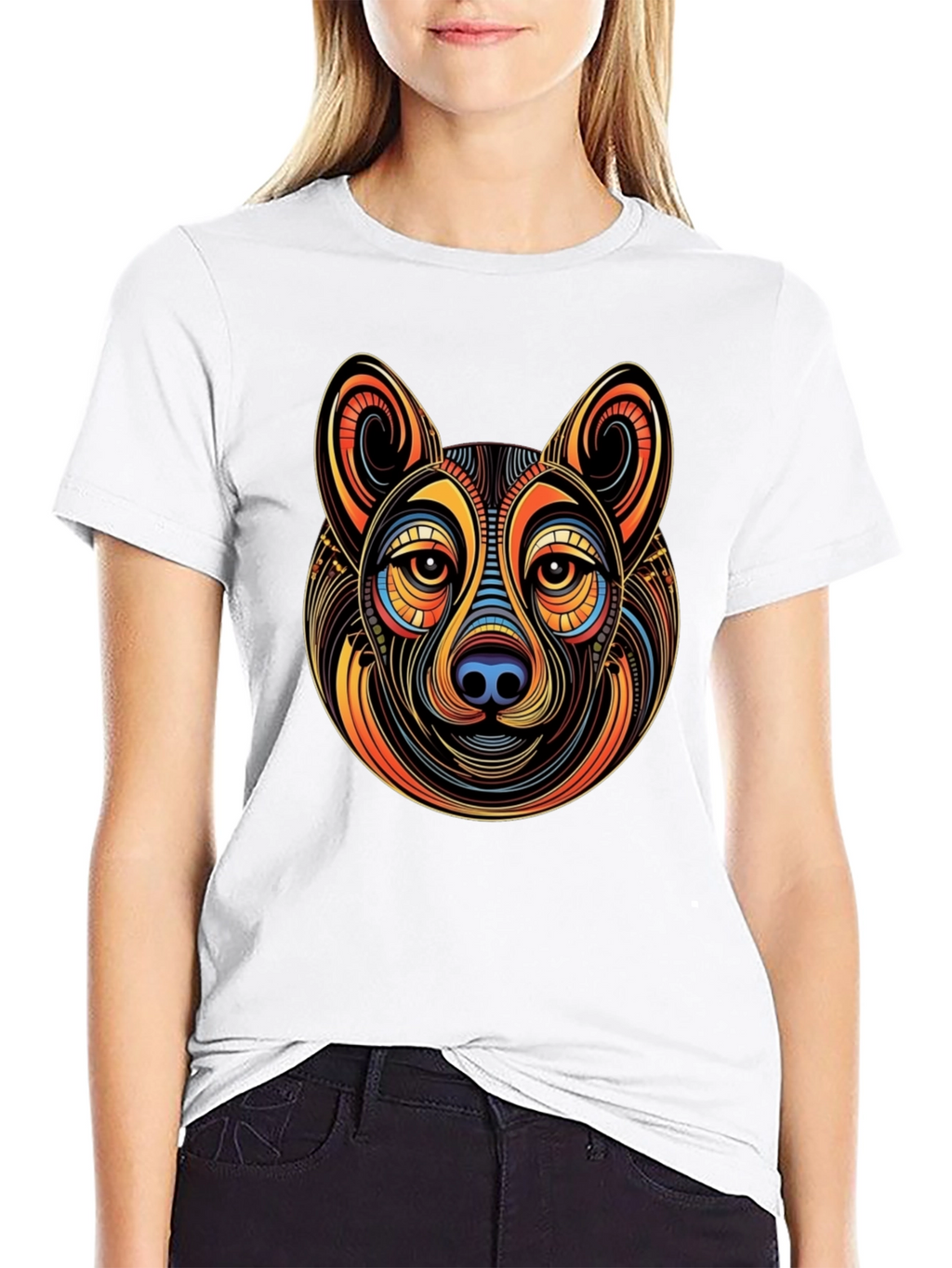 Abstract Dog Graphic Mens Black T-Shirt