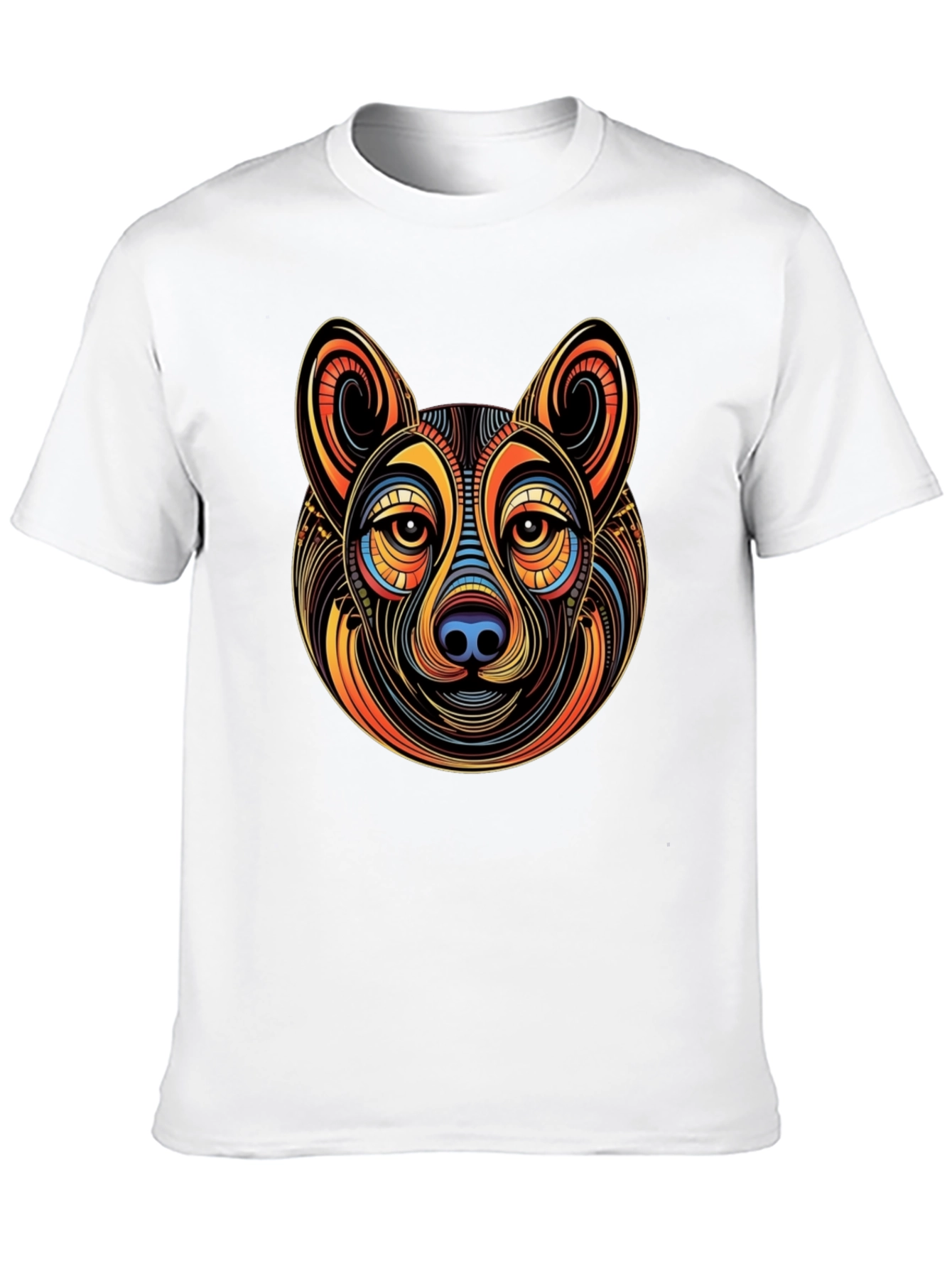 Abstract Dog Graphic Mens Black T-Shirt