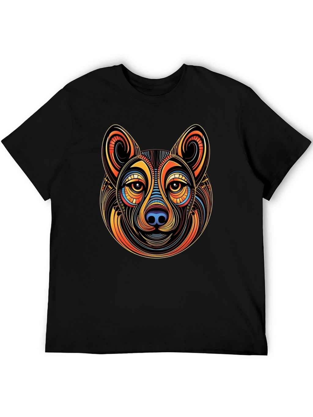 Abstract Dog Graphic Mens Black T-Shirt