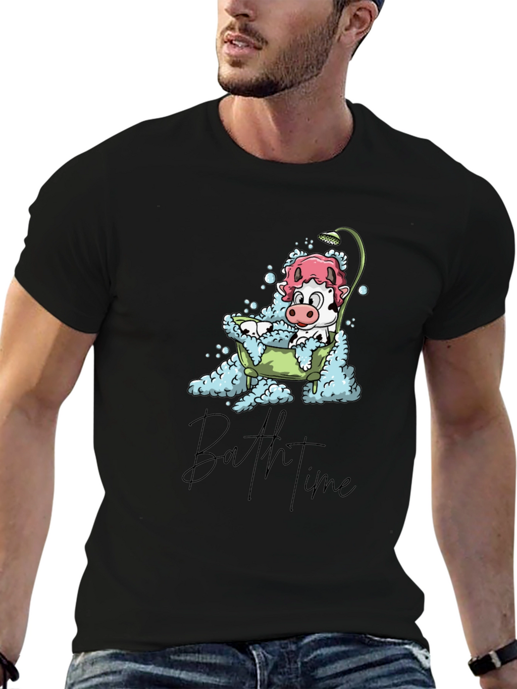 Bath Time Cow T-Shirt - Cute Cartoon Tee