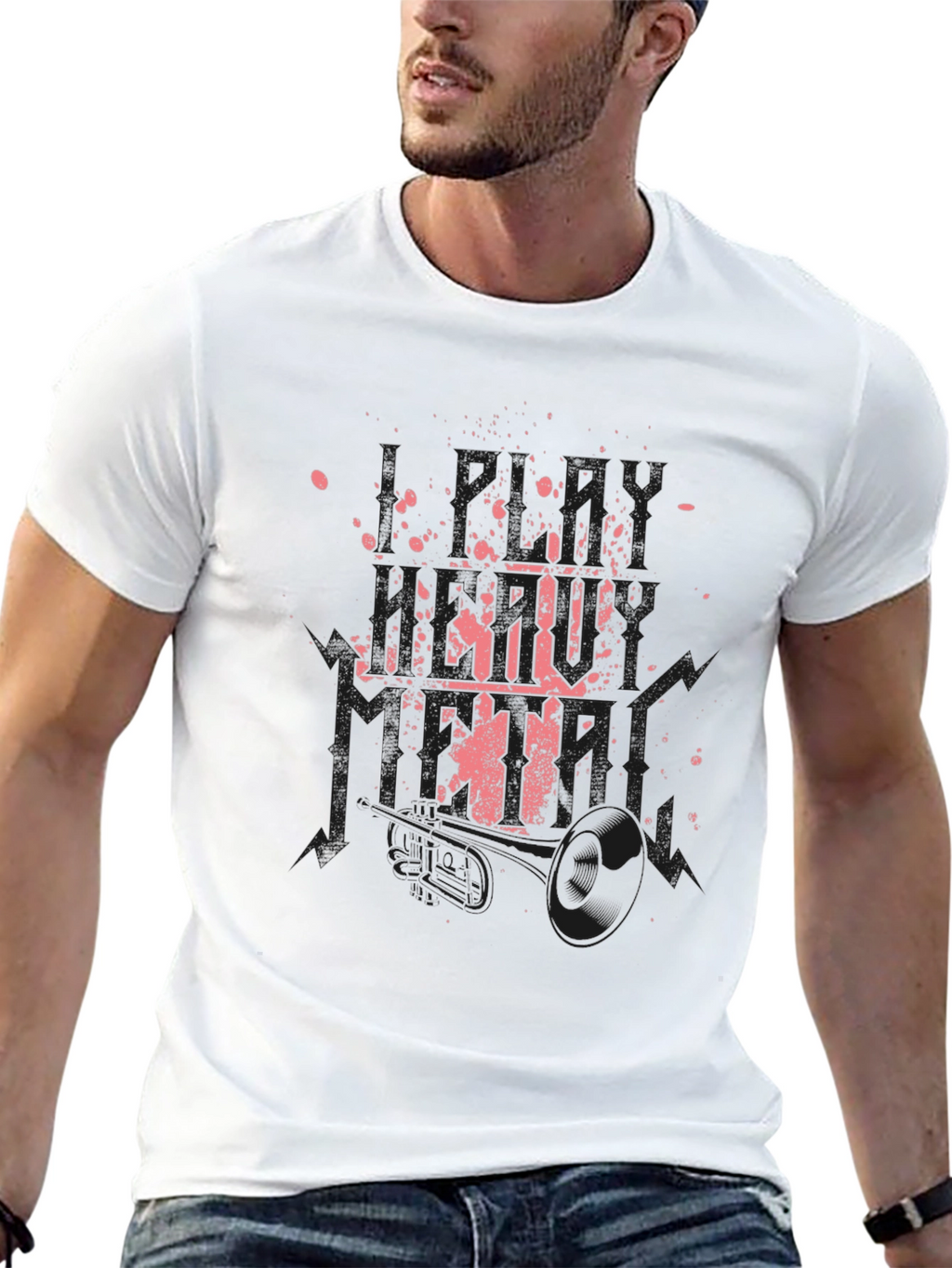 Black Graphic Tee with Pink Ink Splatter Design
